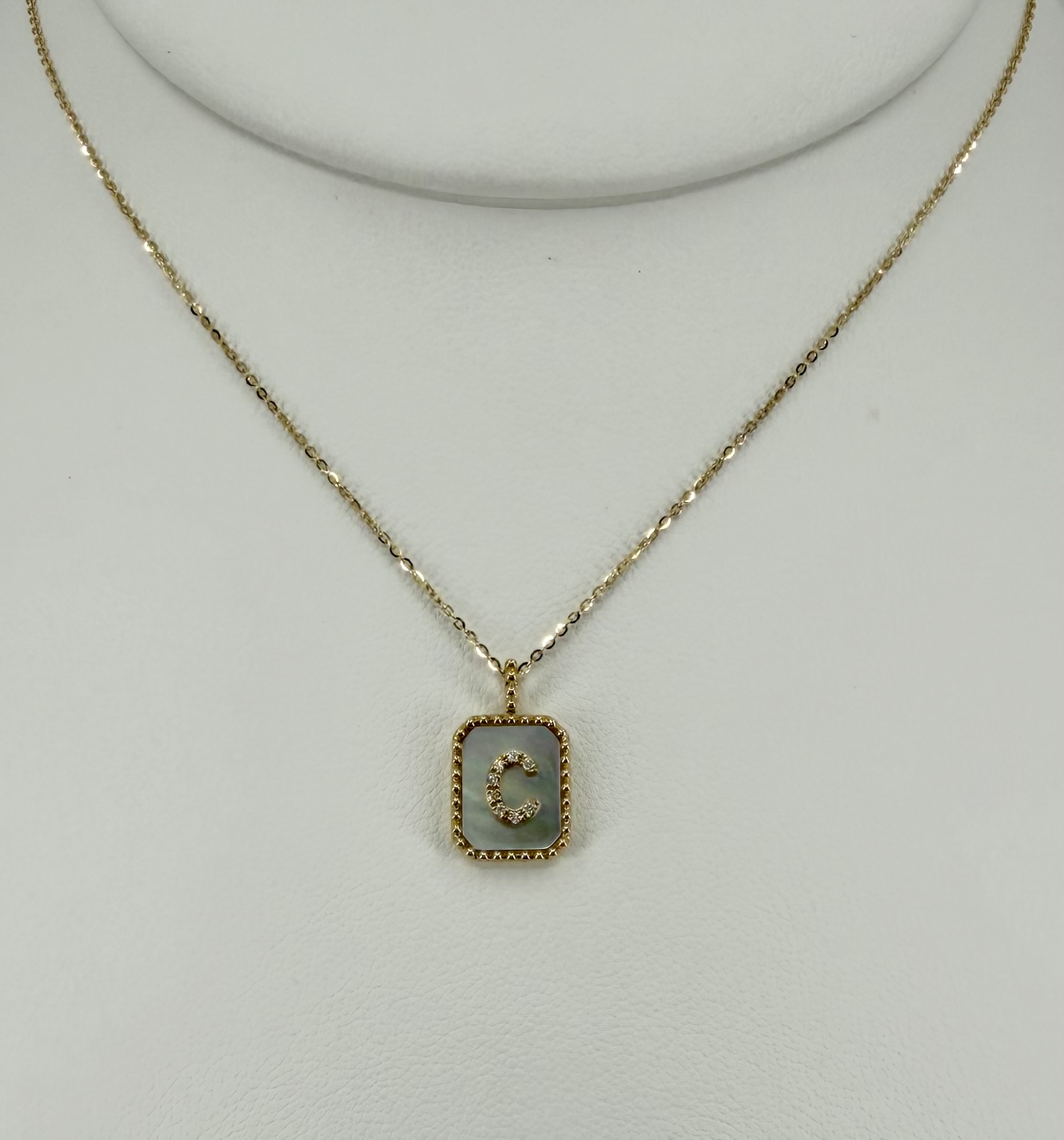 14K Yellow Gold Mother-of-Pearl & Diamond Initial &ldquo;C&rdquo; Pendant Necklace &ndash; 0.03 CTW