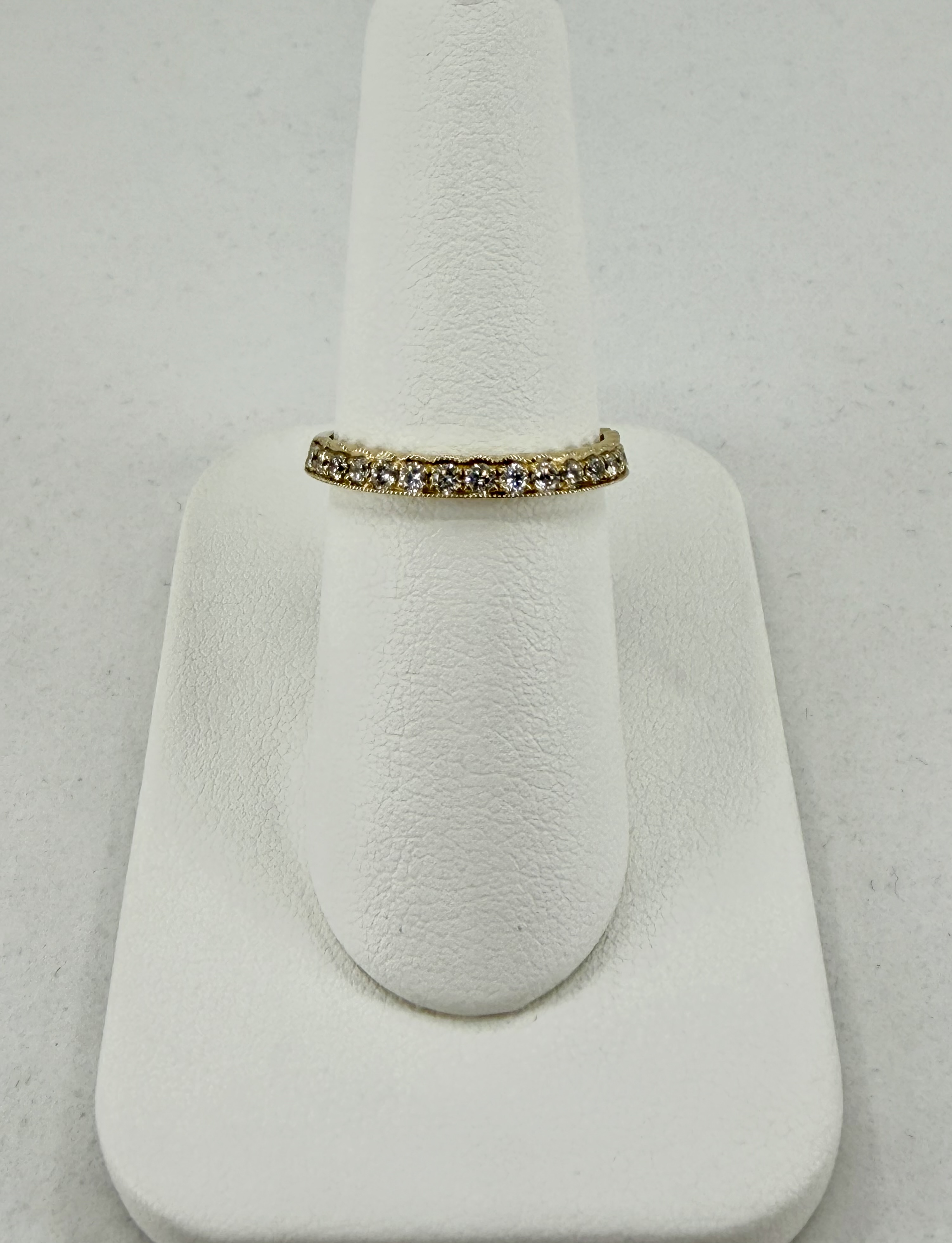 14K Yellow Gold Diamond Half-Eternity Milgrain Band