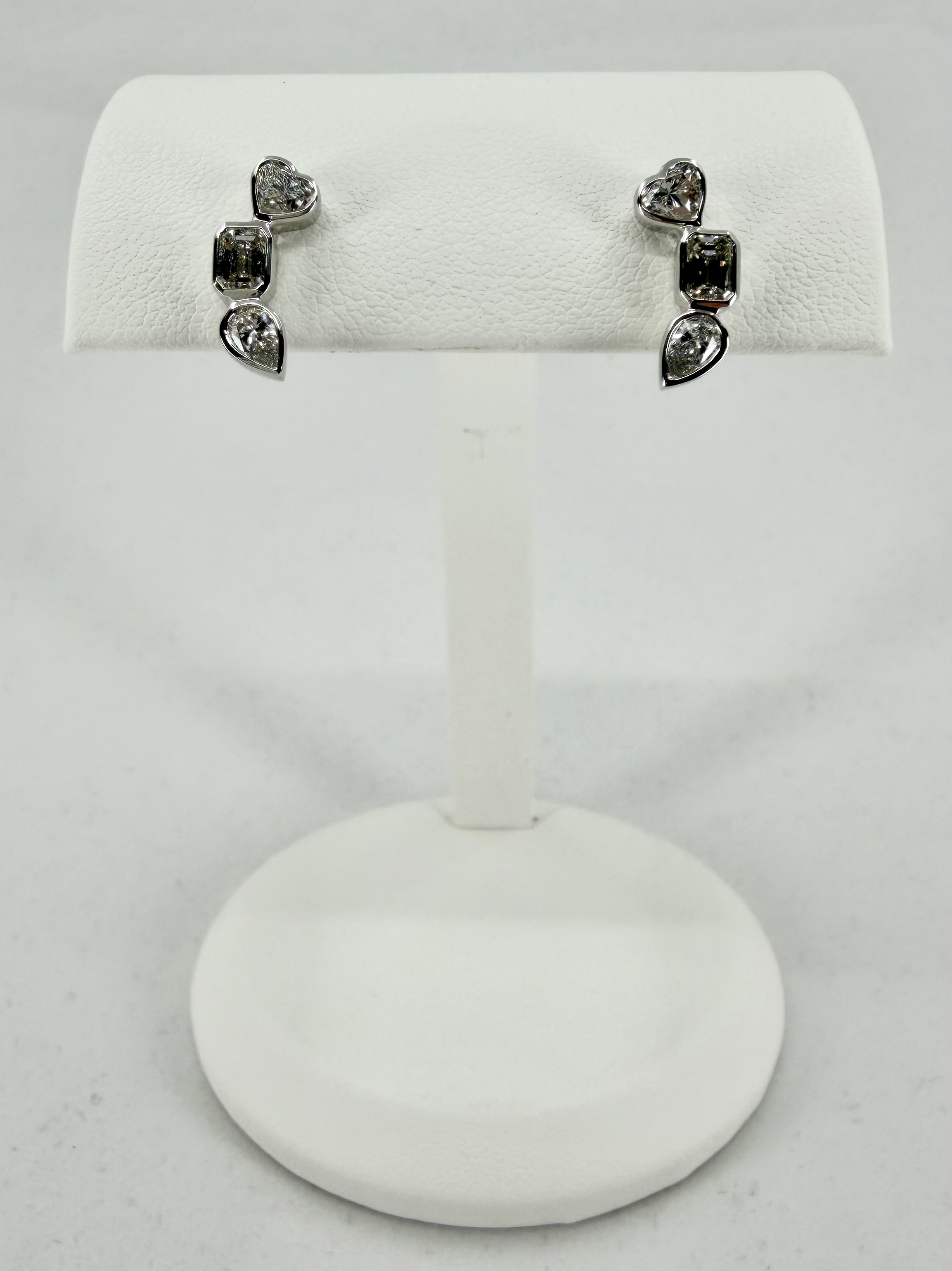 14K White Gold Multi-Shape Diamond Bezel Earrings &ndash; 1.25 CTW