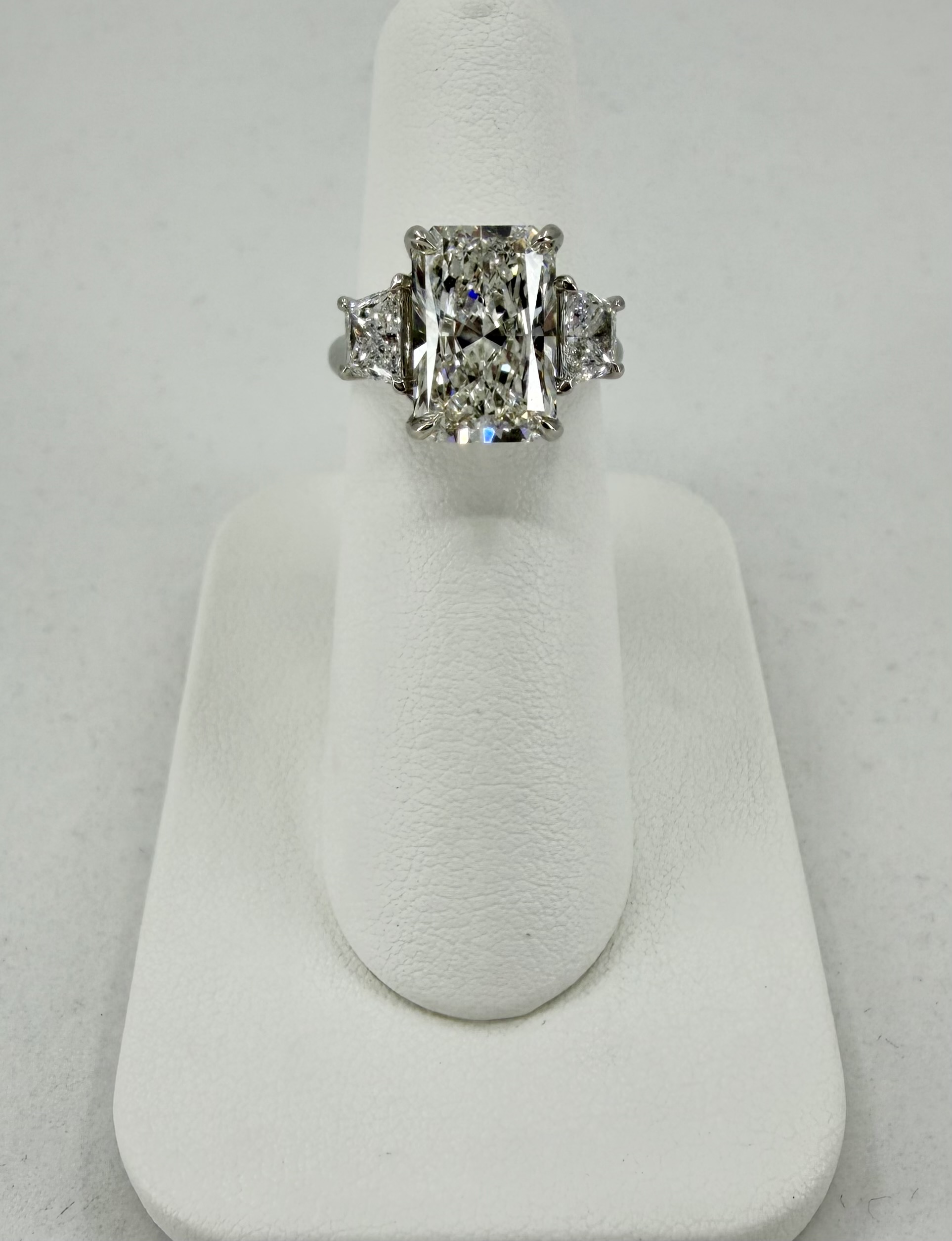 Platinum Radiant Diamond Three Stone Ring