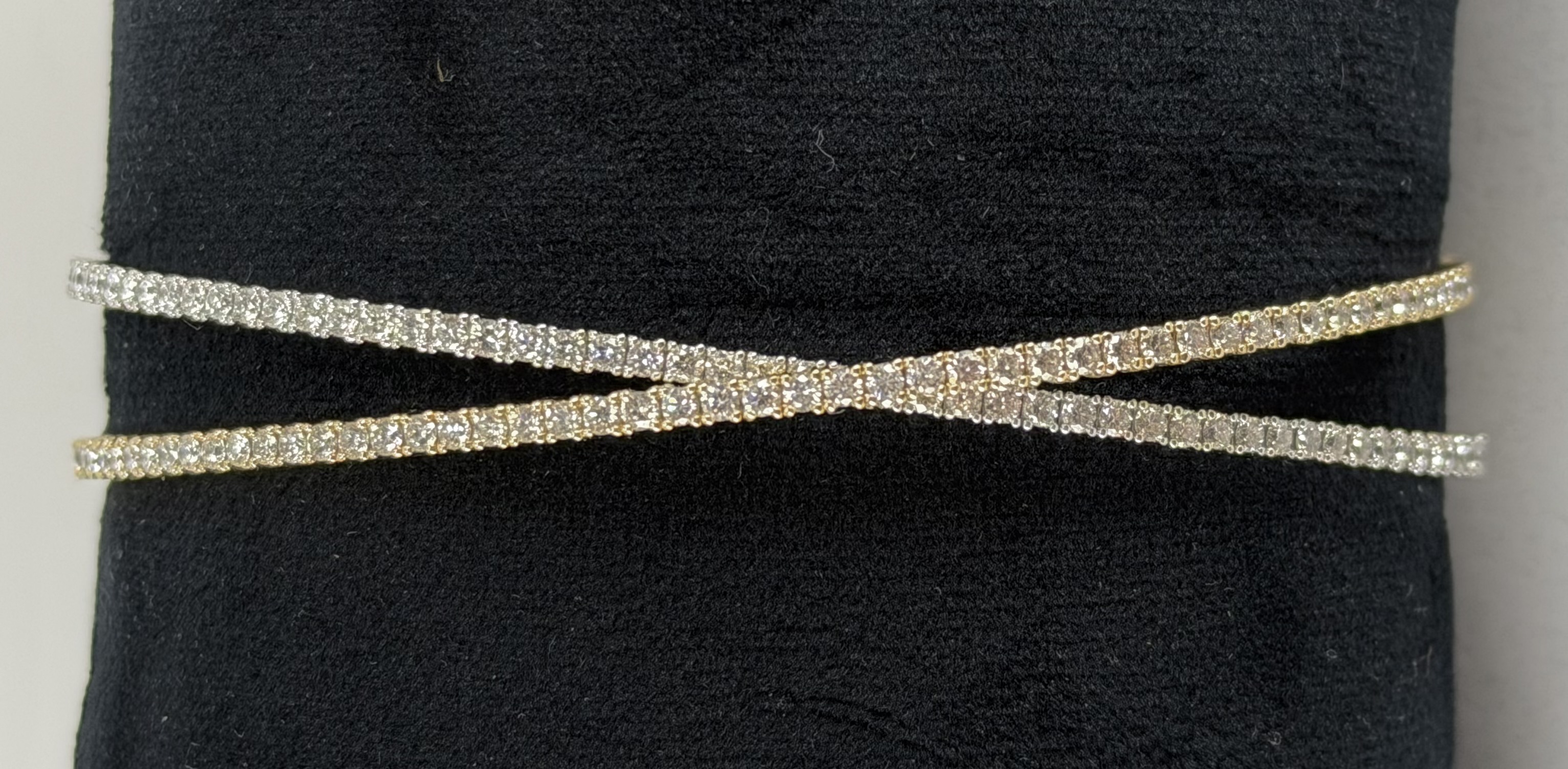 14K Two-Tone Diamond Twist Flex Tennis Bracelet &ndash; 3.32 CTW