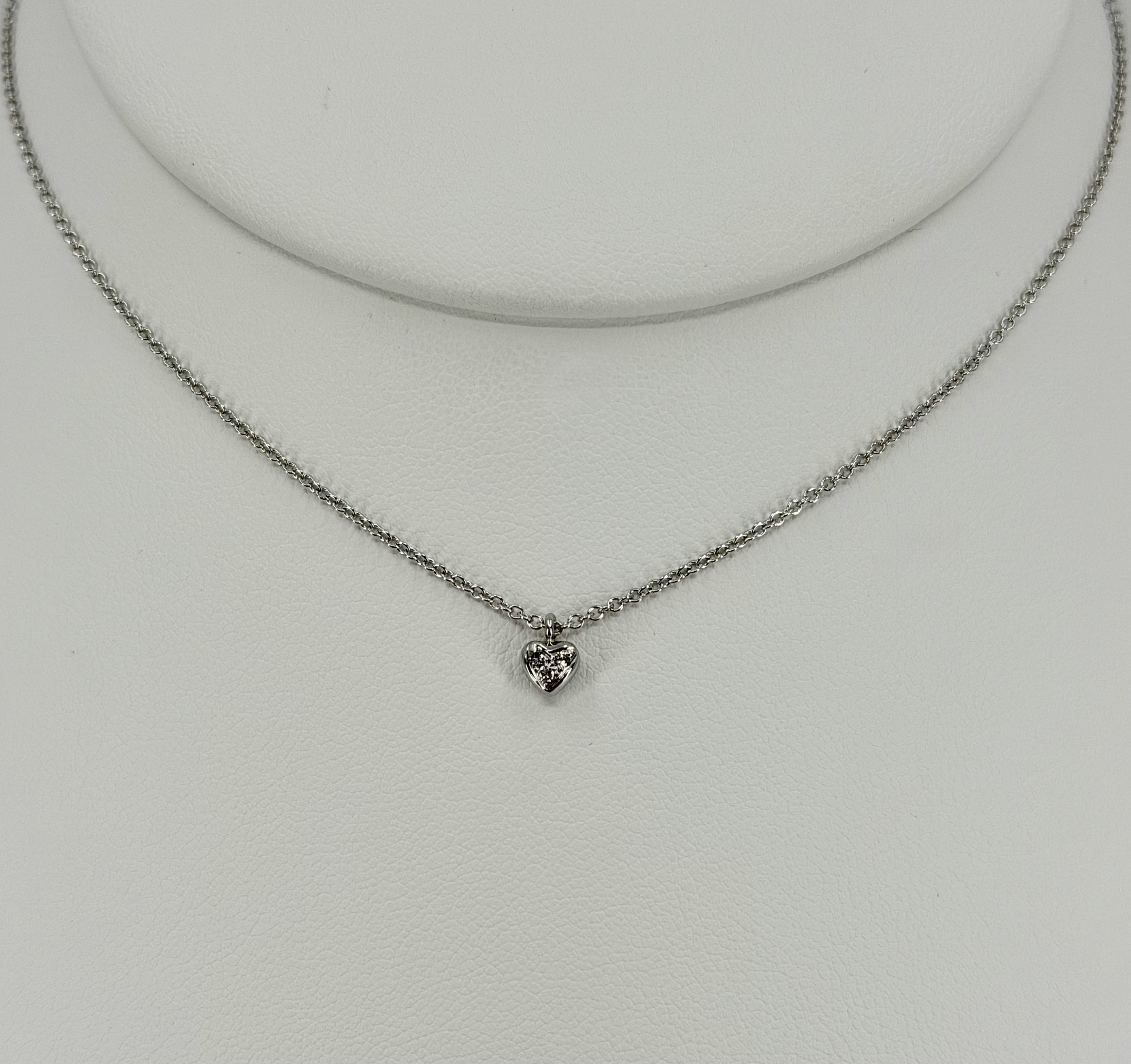 14K White Gold Micro Pav&eacute; Diamond Heart Necklace