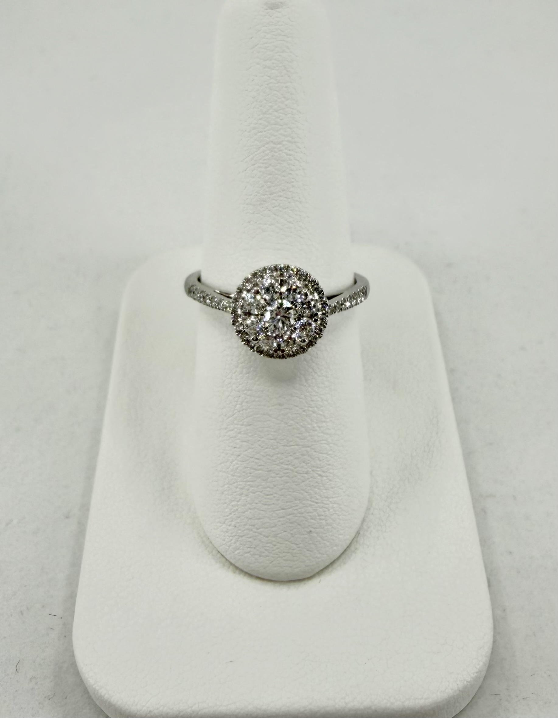 14K White Gold Diamond Cluster Engagement Ring