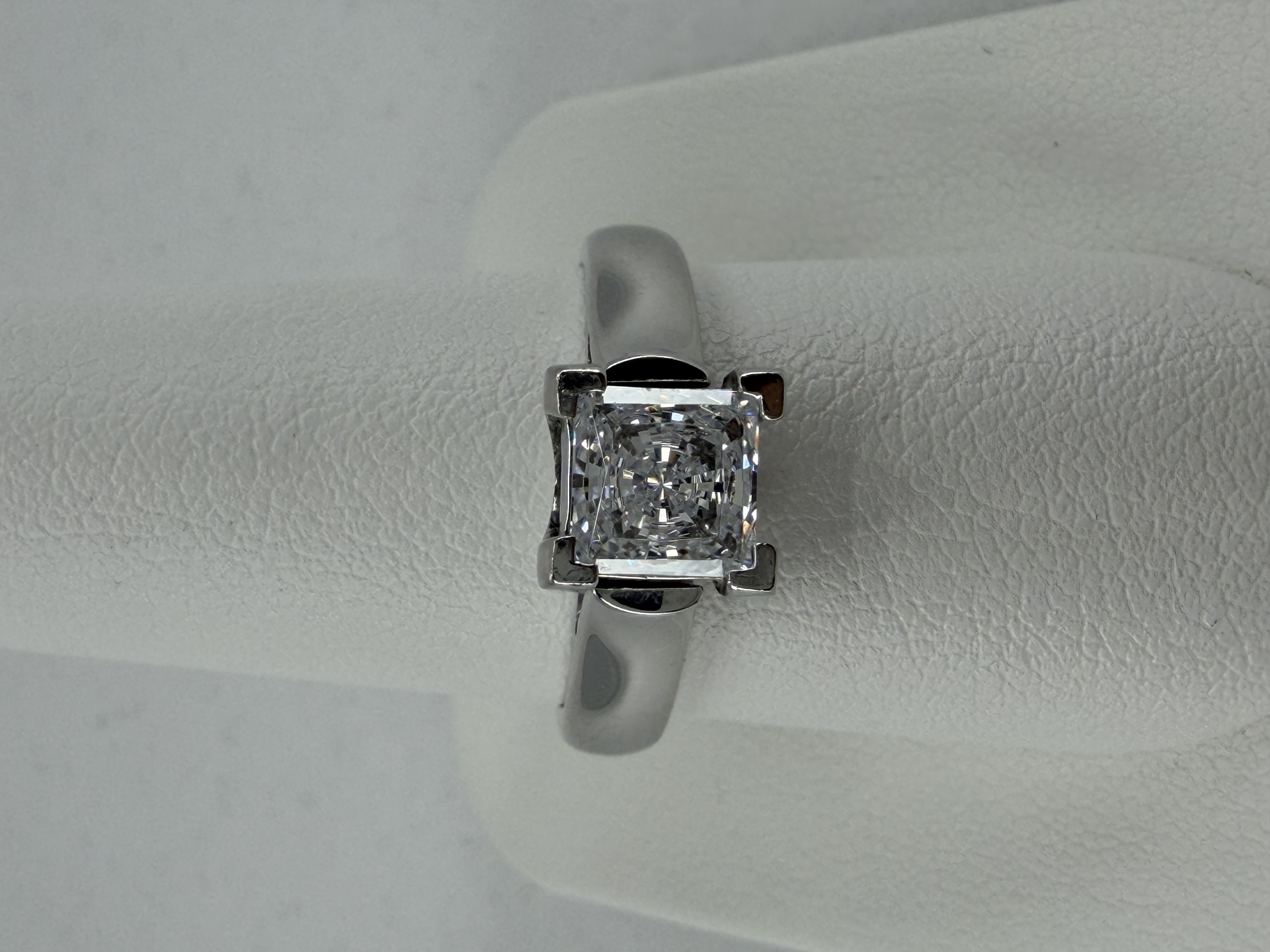 18K White Gold & Platinum Princess Cut Cubic Zirconia Ring