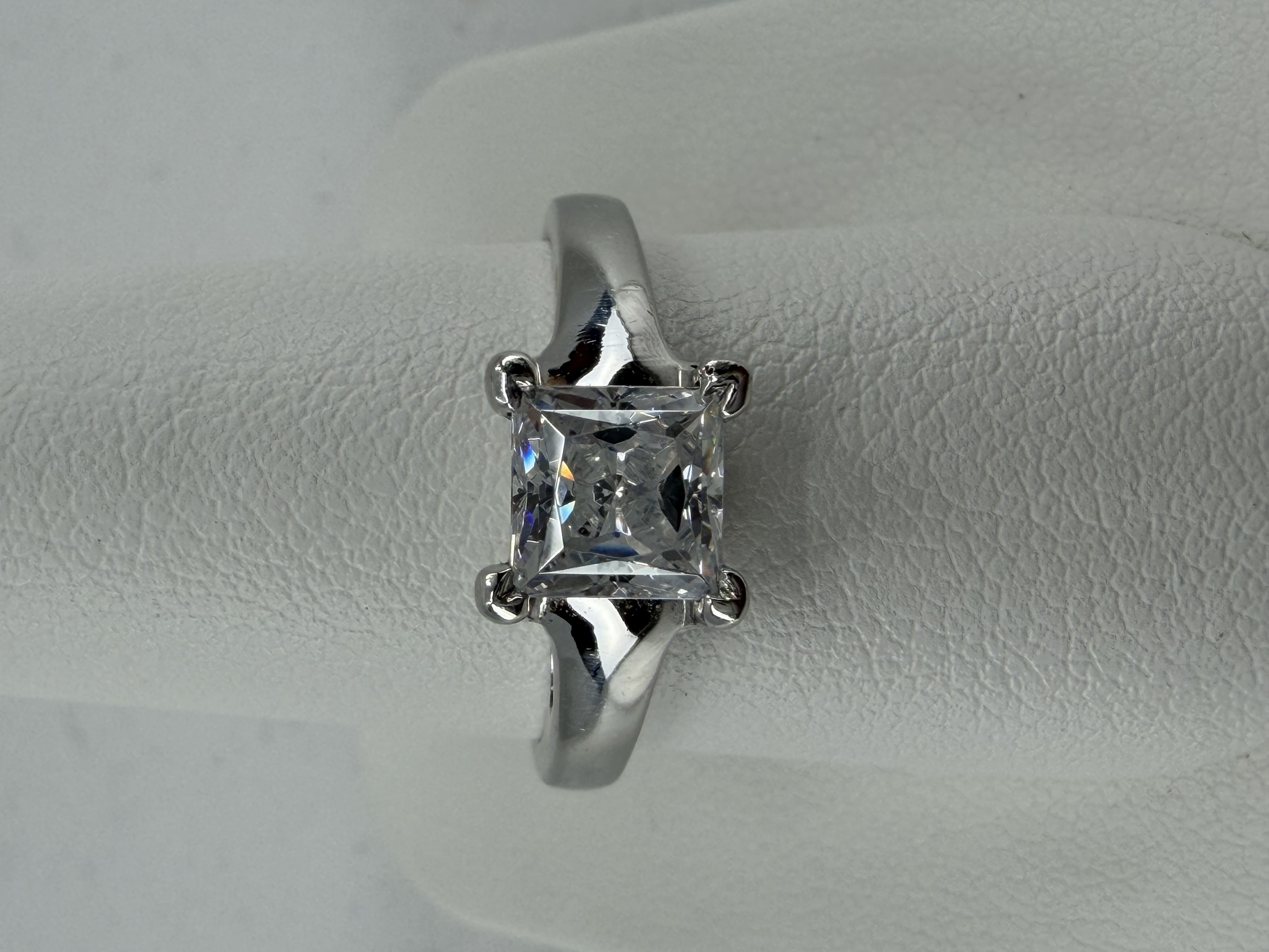 Platinum Princess Cut Cubic Zirconia Solitaire Ring