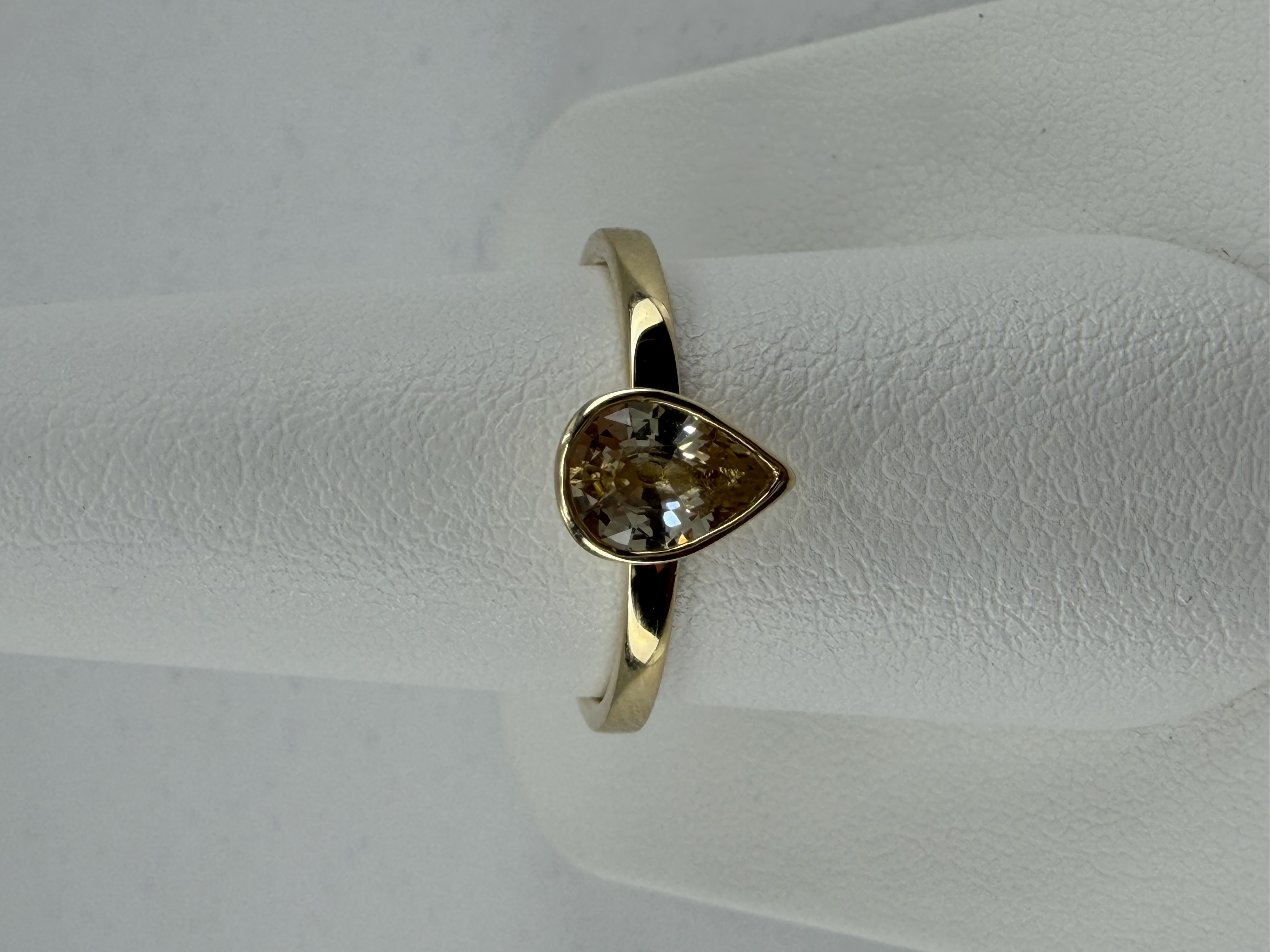 14K Yellow Gold Pear-Shaped Yellow Sapphire Bezel Ring