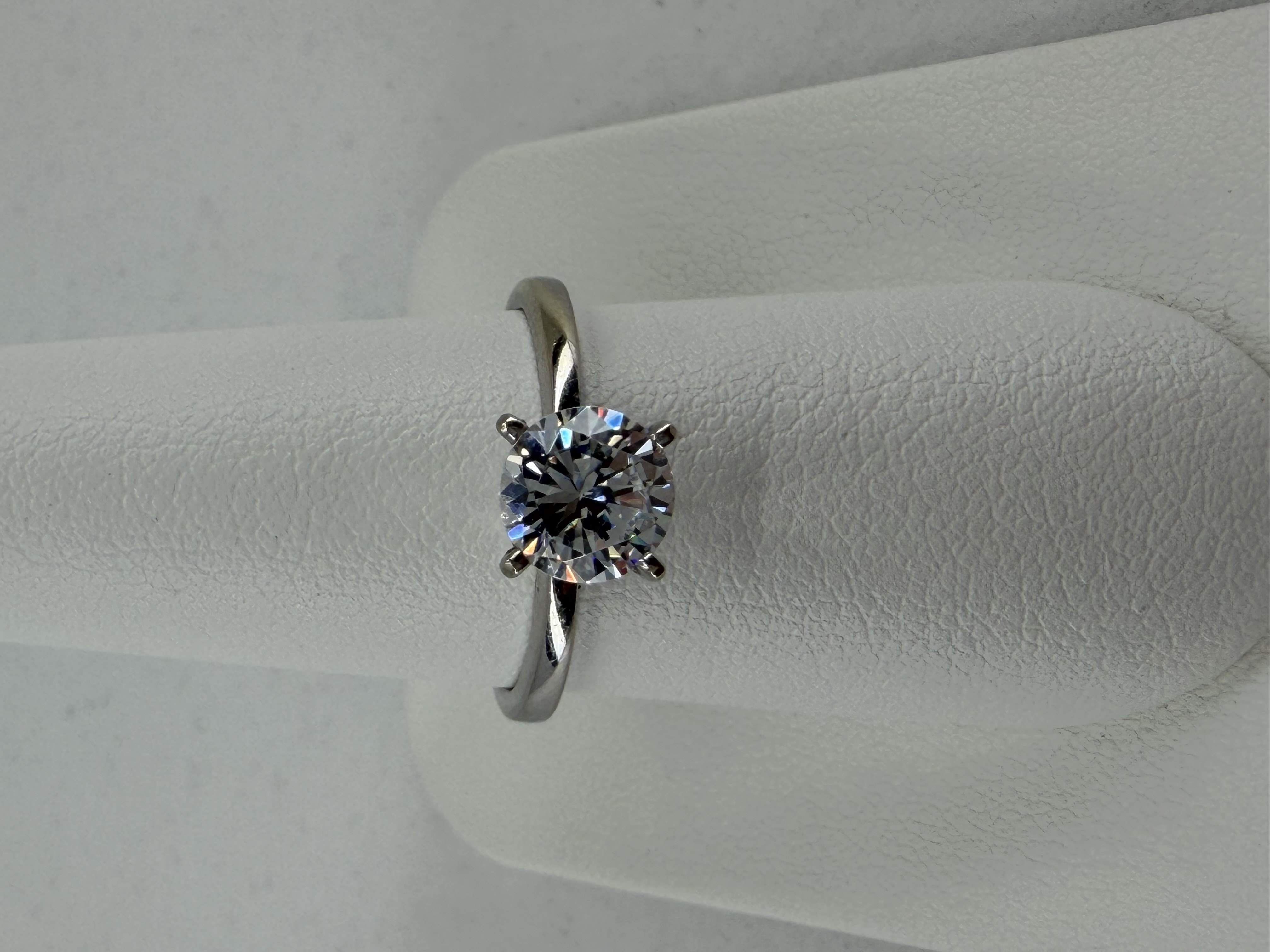 14K White Gold Solitaire Cubic Zirconia Ring