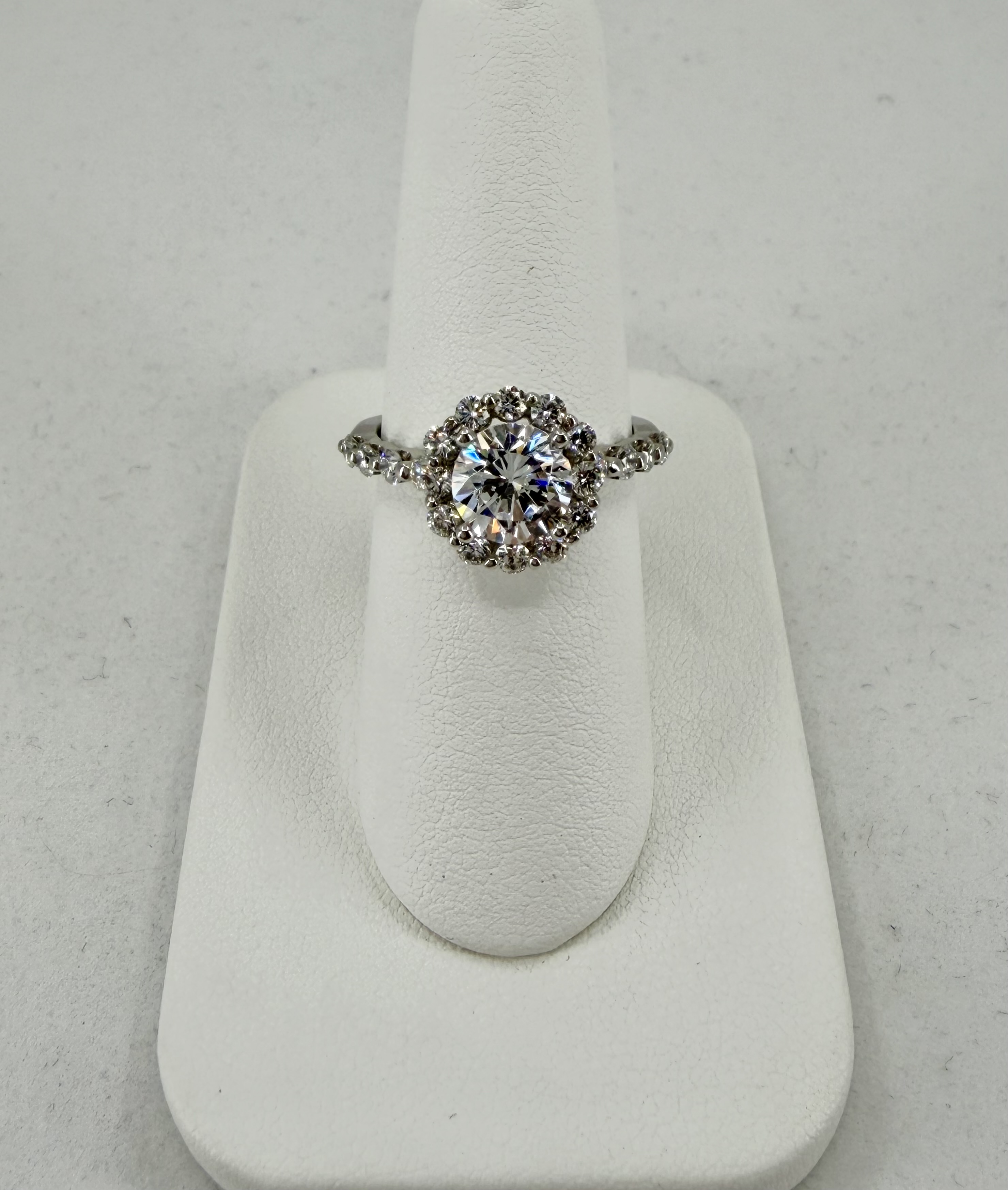 Platinum Round Diamond Halo Ring