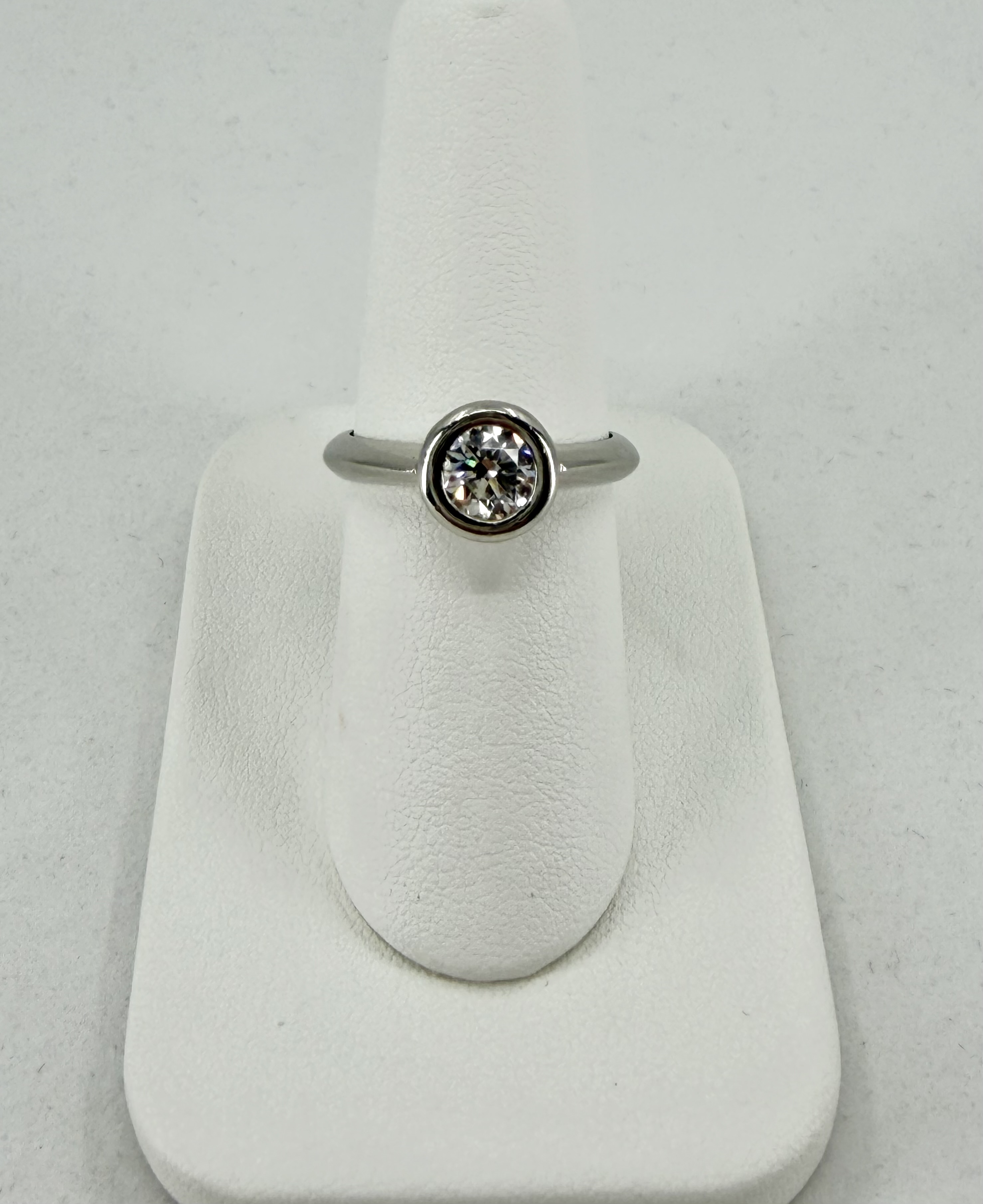 Platinum Bezel-Set Round Diamond Ring