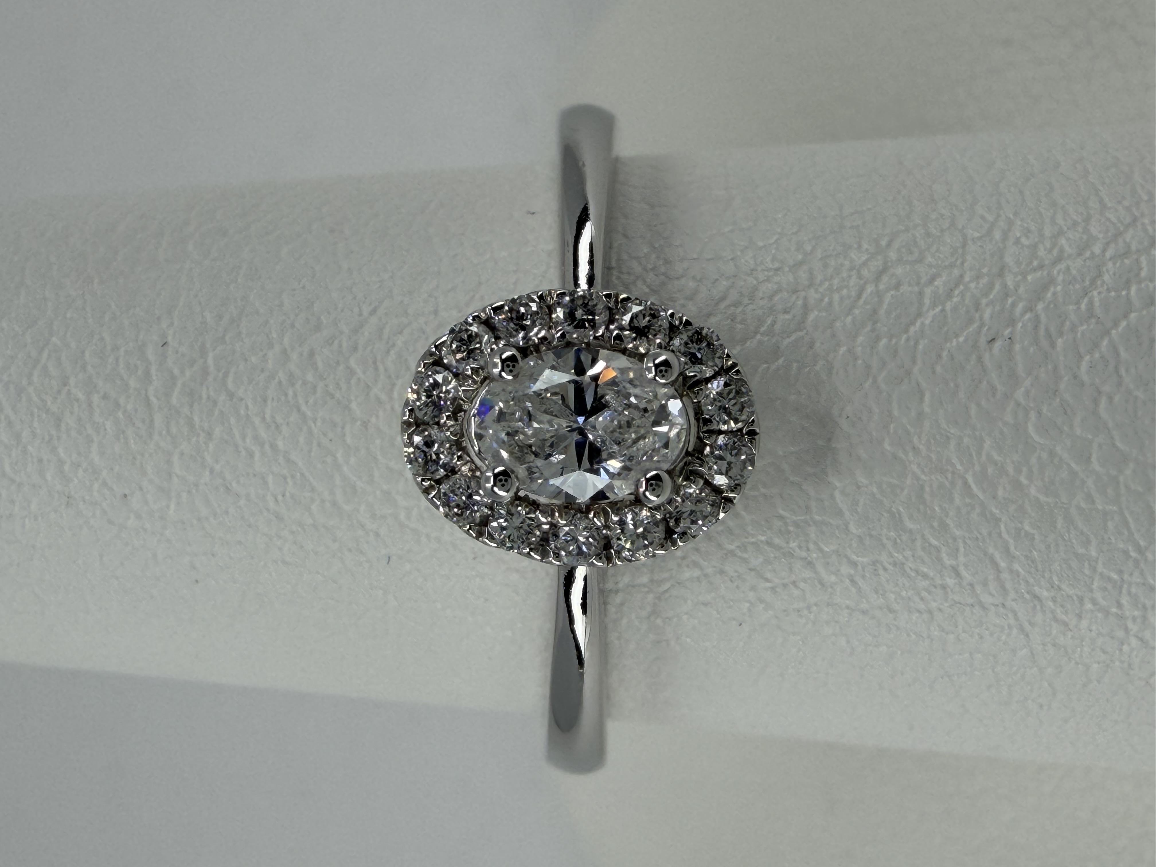 14K White Gold Oval Diamond Halo Ring