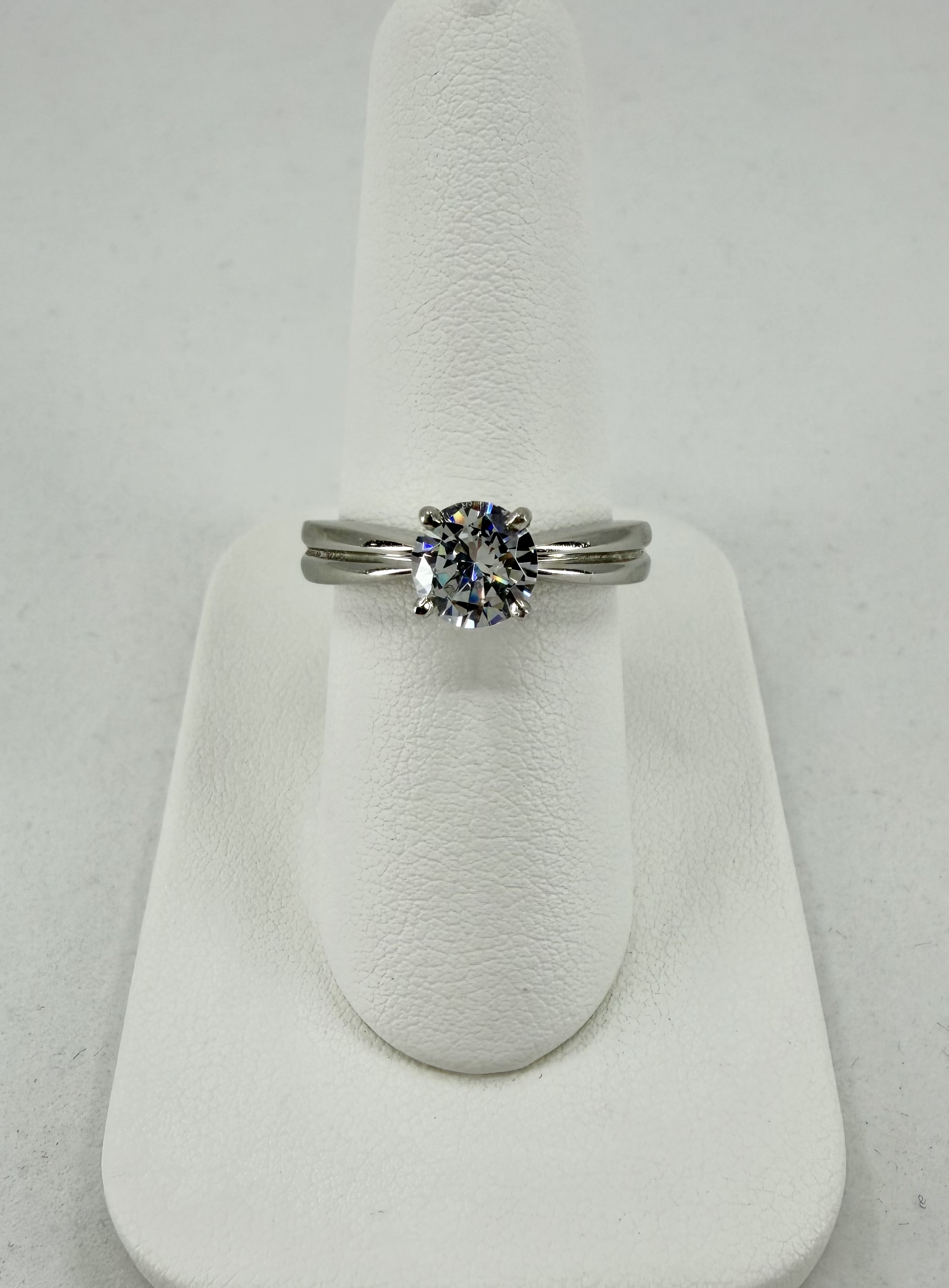 Platinum Grooved Solitaire Semi Mount Ring