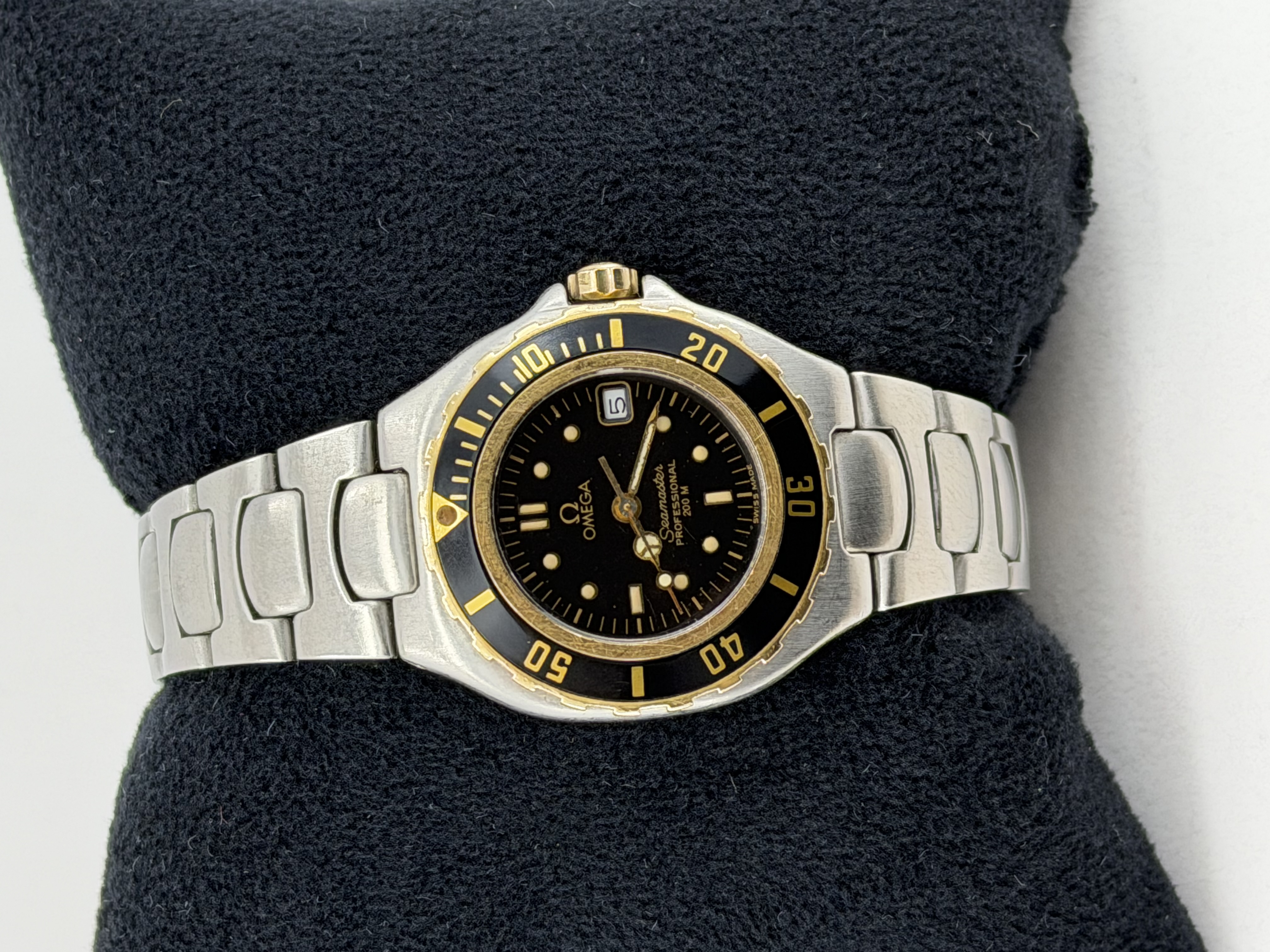 LADIES OMEGA SEAMASTER, S/S, BLK DIAL