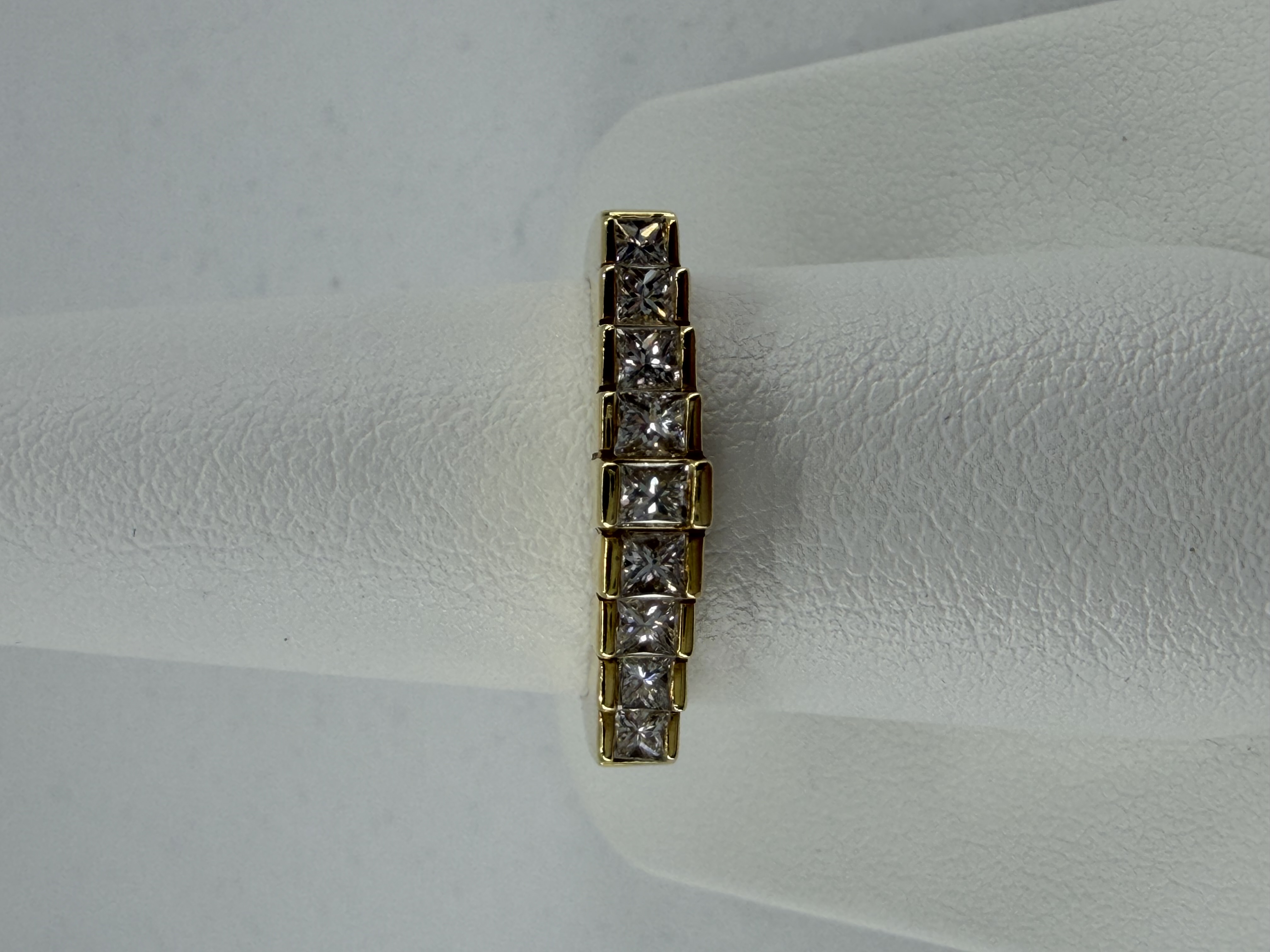 18K Yellow Gold Princess Cut Diamond Band Ring