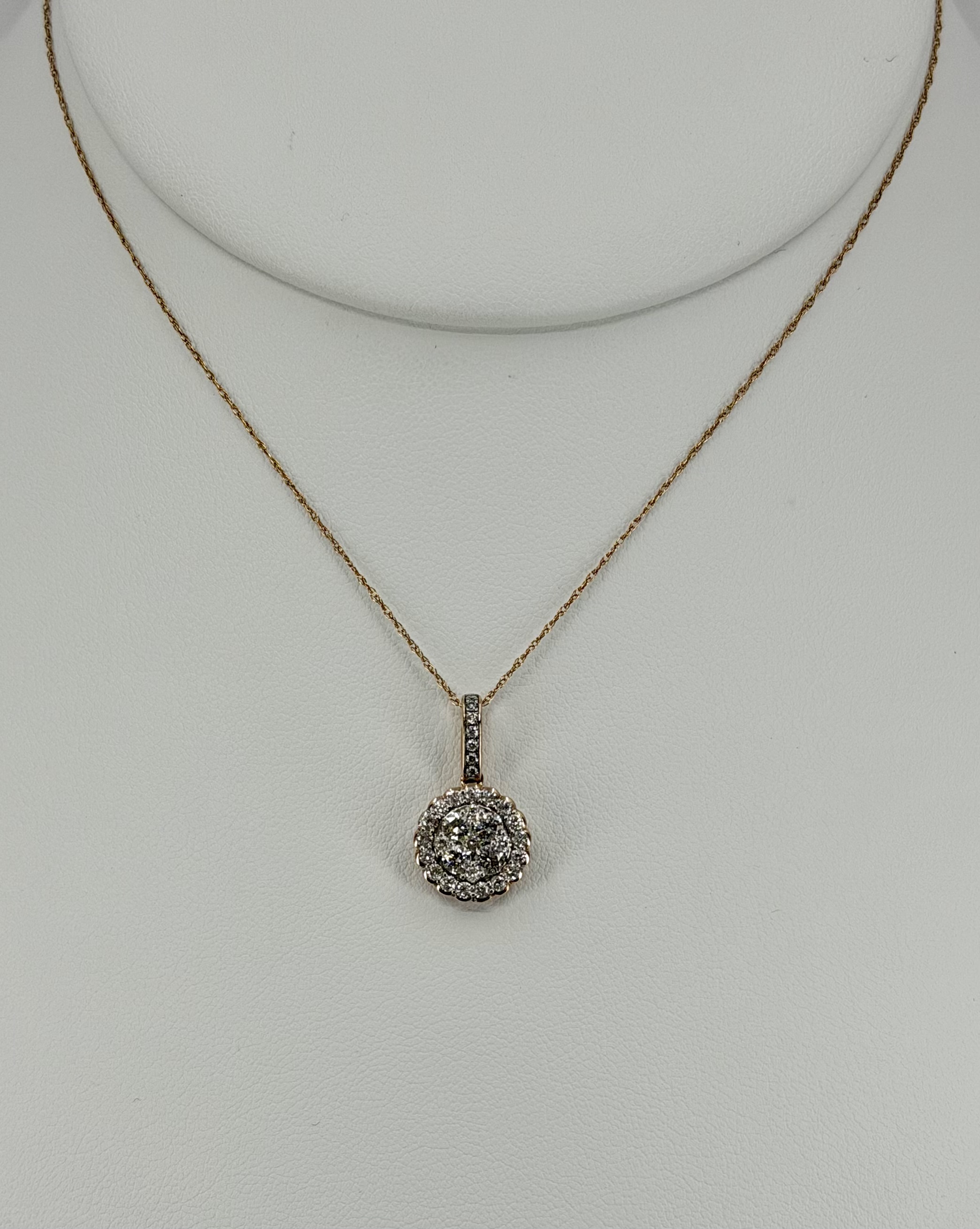 14K Rose Gold Pav&eacute; Round Diamond Necklace &ndash; 0.85 CTW, 18"