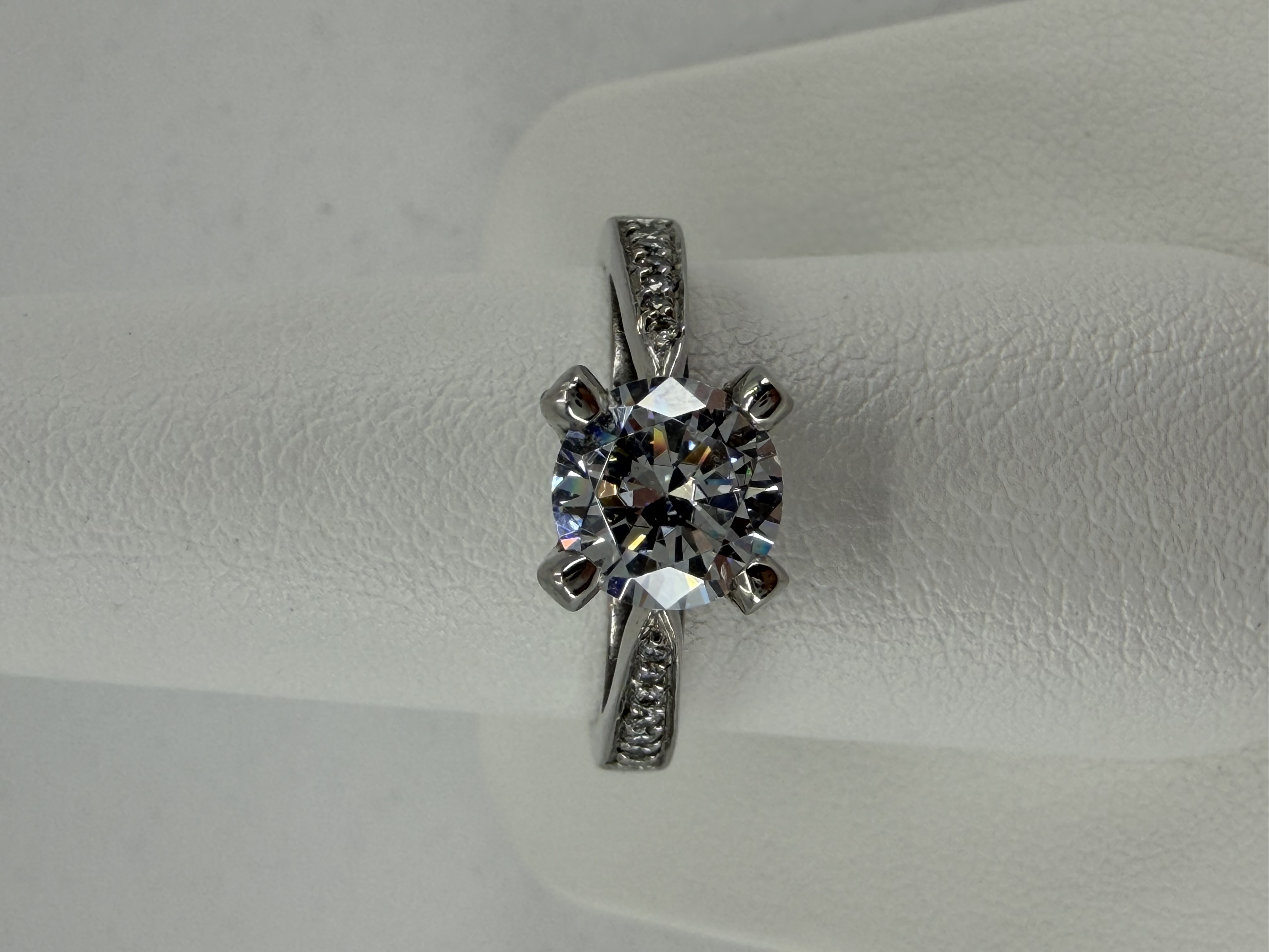 Platinum Solitaire Ring with 1.25 CT Round Brilliant Cubic Zirconia