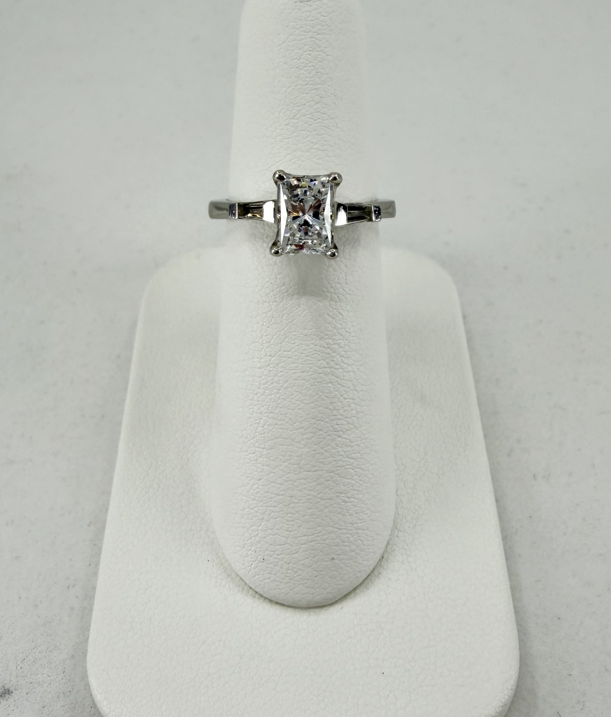 Platinum Diamond Baguette Semi-Mount Engagement Ring