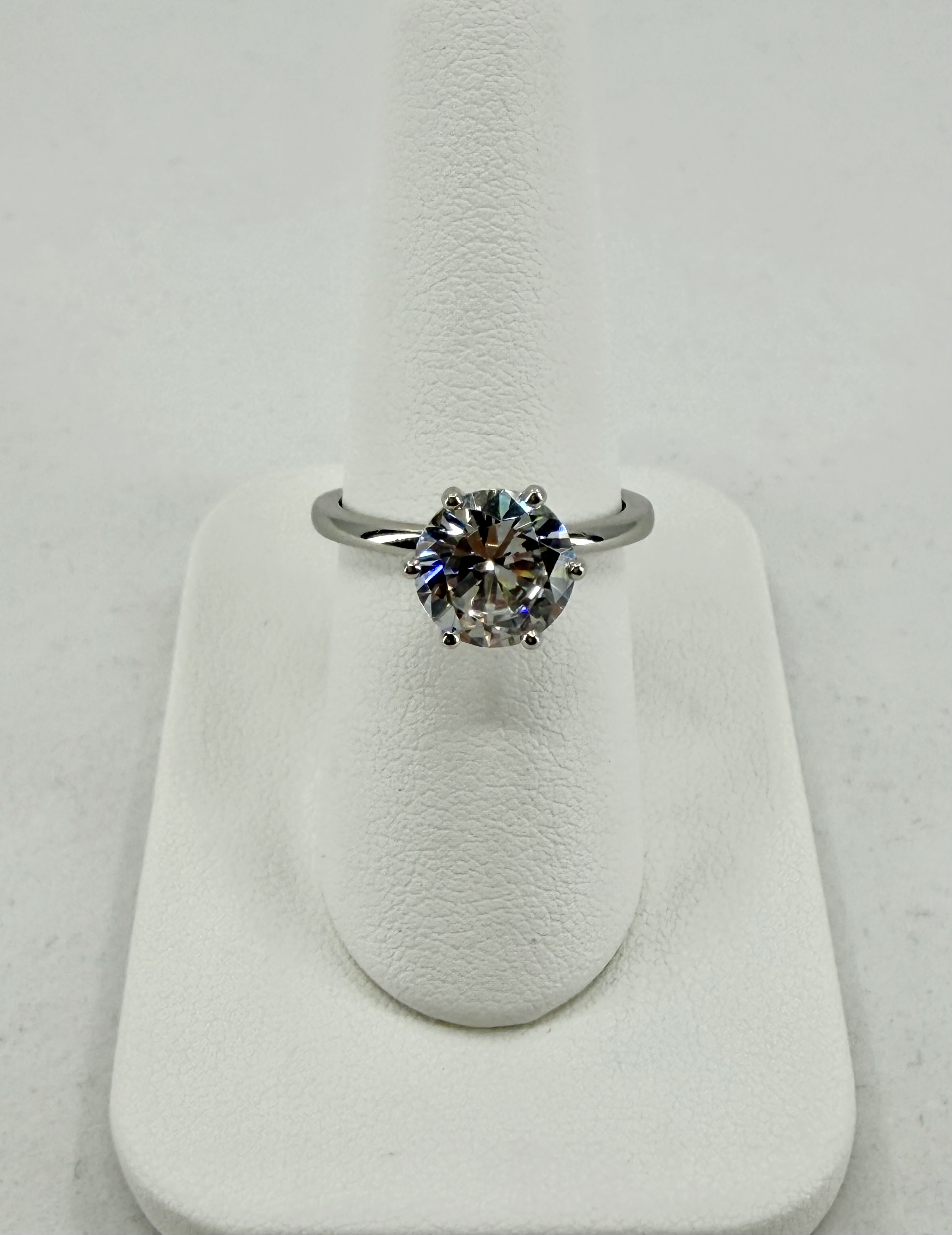 Platinum Six Prong Round Solitaire Semi Mount Ring - Fits Approx. 1.70 CT Center