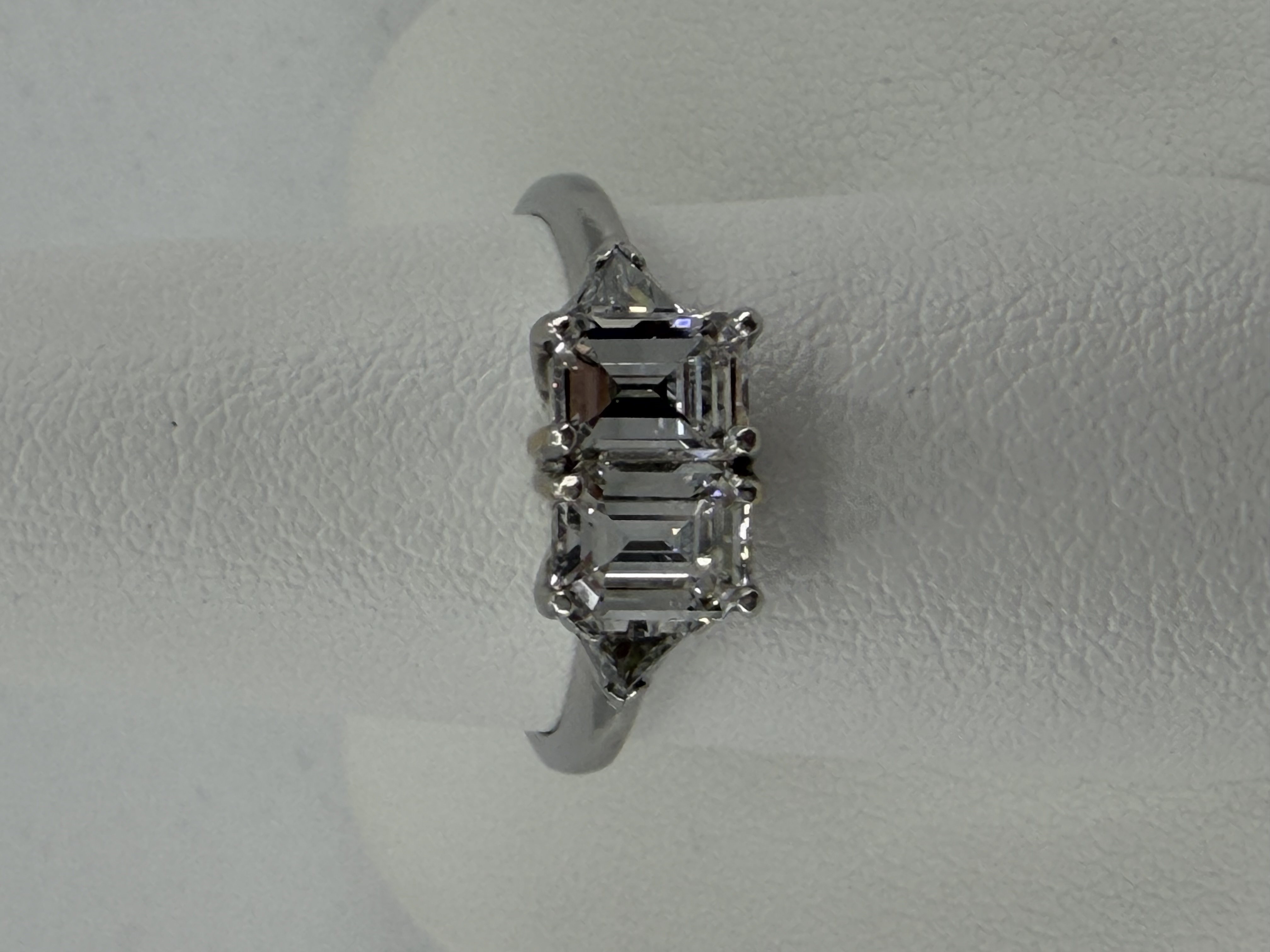 Platinum Emerald-Cut & Triangle Diamond Ring