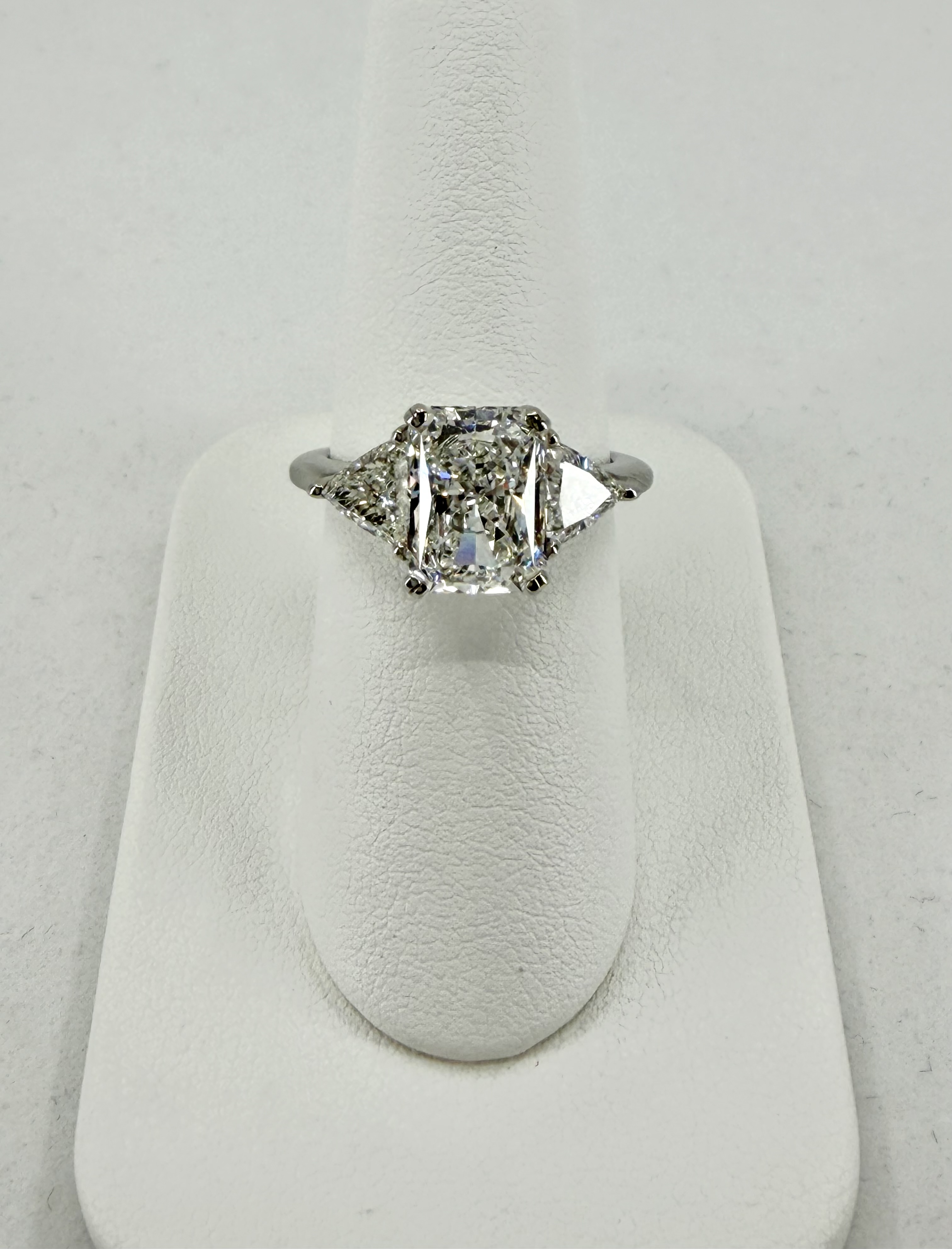 Platinum Natural Radiant & Trillion Diamond Three-Stone Ring