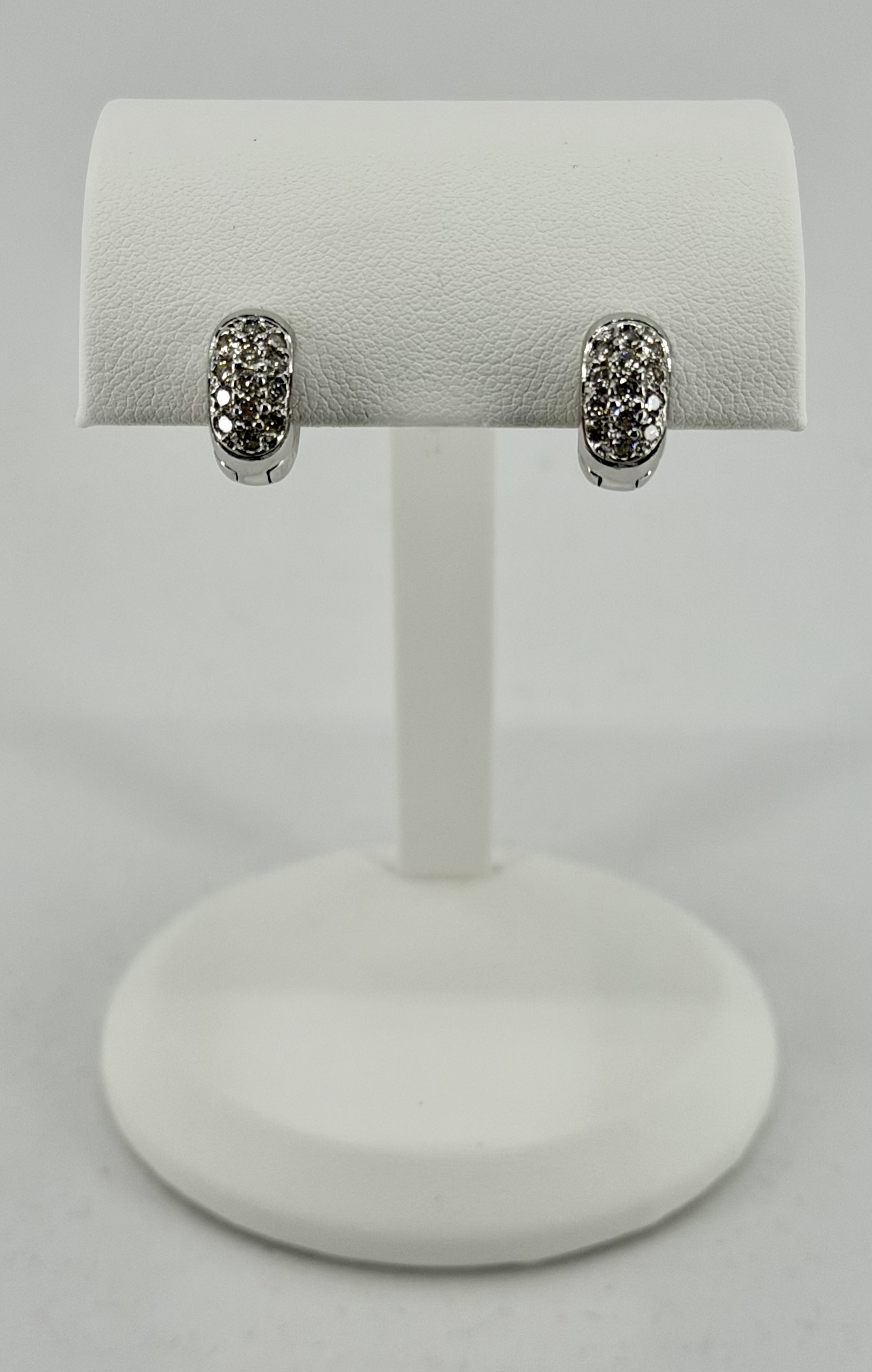 18K White Gold Pav&eacute; Diamond Huggie Earrings