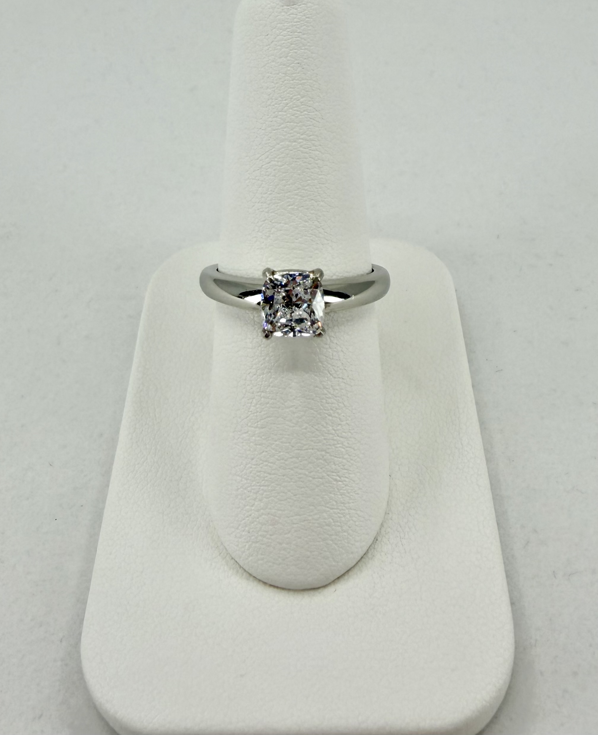 Platinum Cushion Solitaire Semi Mount Ring - Fits Approx. 1.00 CT Center
