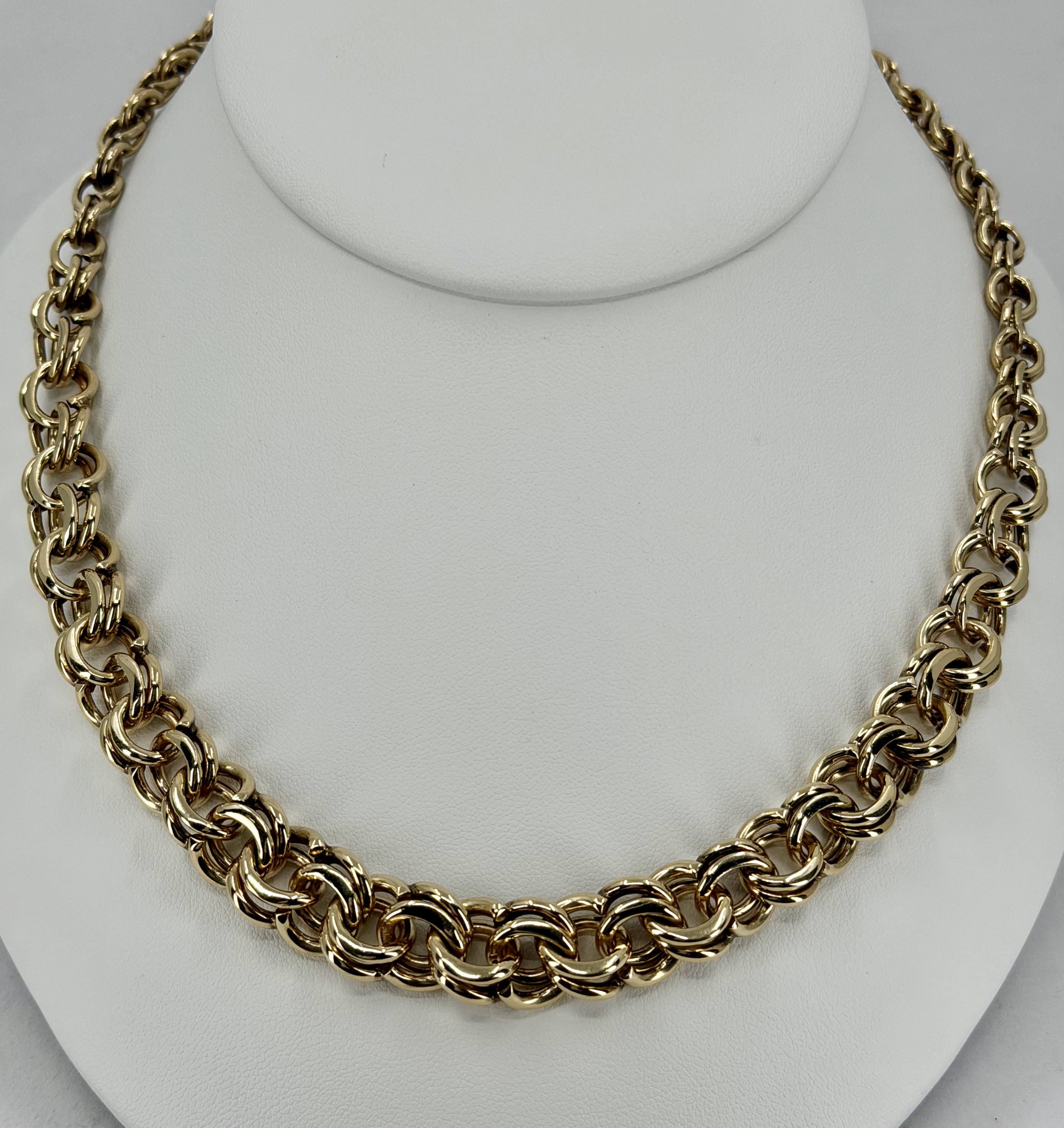 14K Yellow Gold Heavy Double Spiral Link Necklace &ndash; 18"