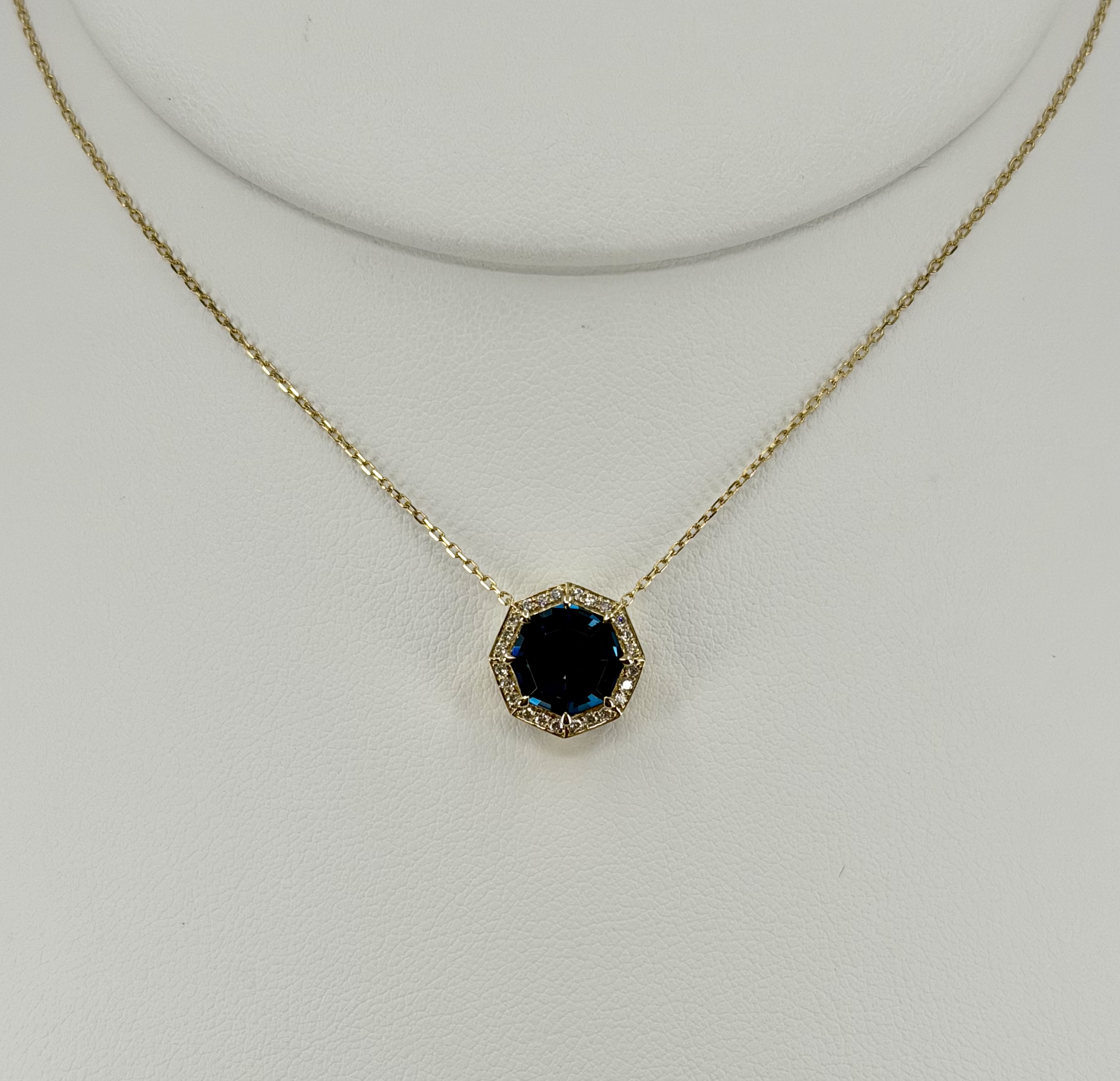 14K Yellow Gold Topaz & Diamond Necklace