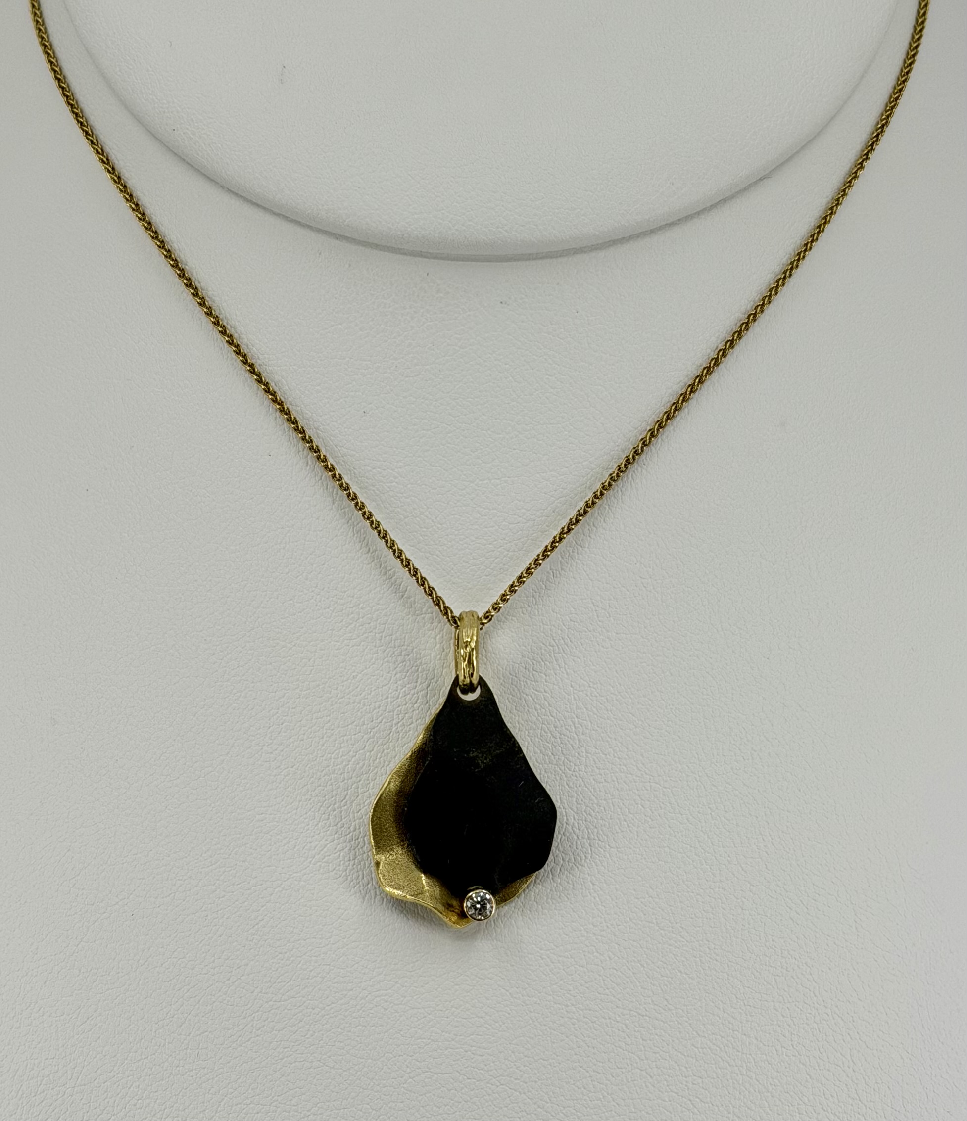 Sarah Graham 18K Yellow Gold & Blackened Steel Diamond Disc Necklace
