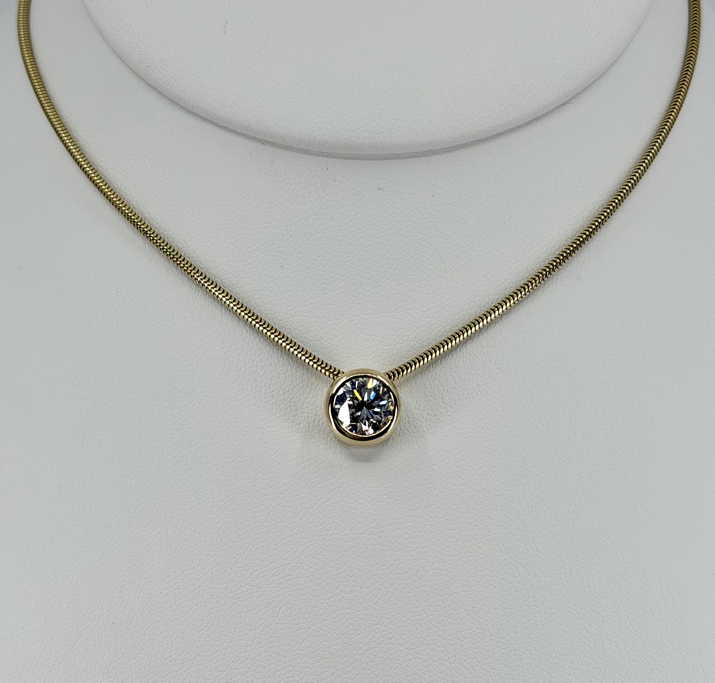14K Yellow Gold Bezel-Set Diamond Necklace &ndash; 2.00 CT, 16"