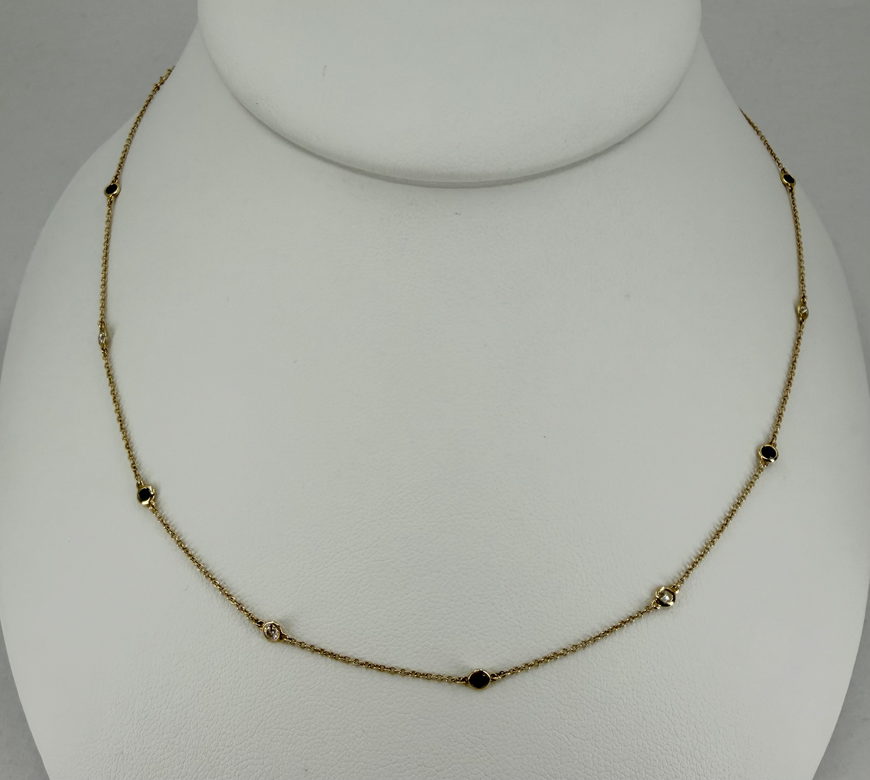 14K Yellow Gold Diamond & Sapphire Diamonds by the Yard Necklace &ndash; 18"