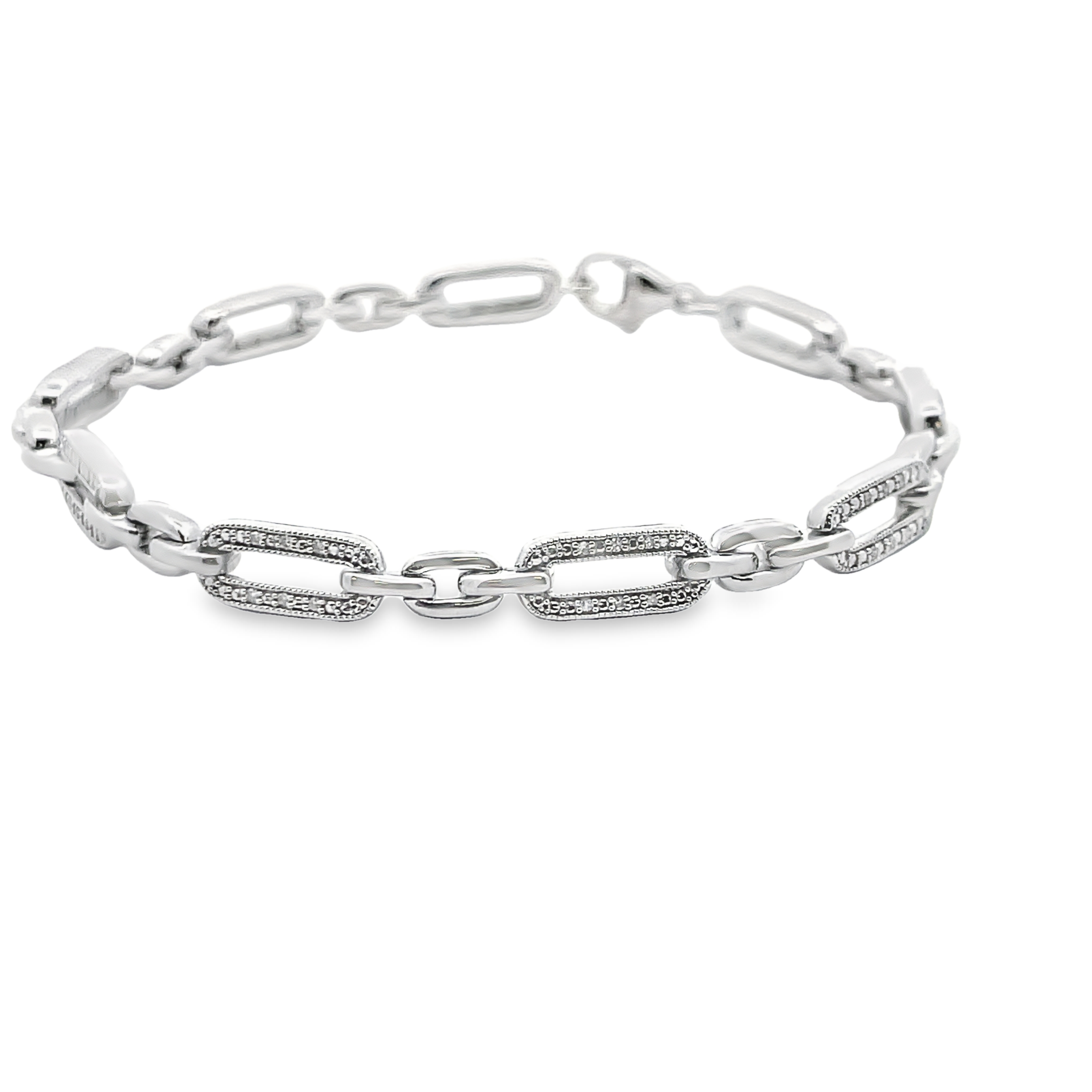 .15CTW DIAMOND PAPERCLIP LINK BRACELET SILVER