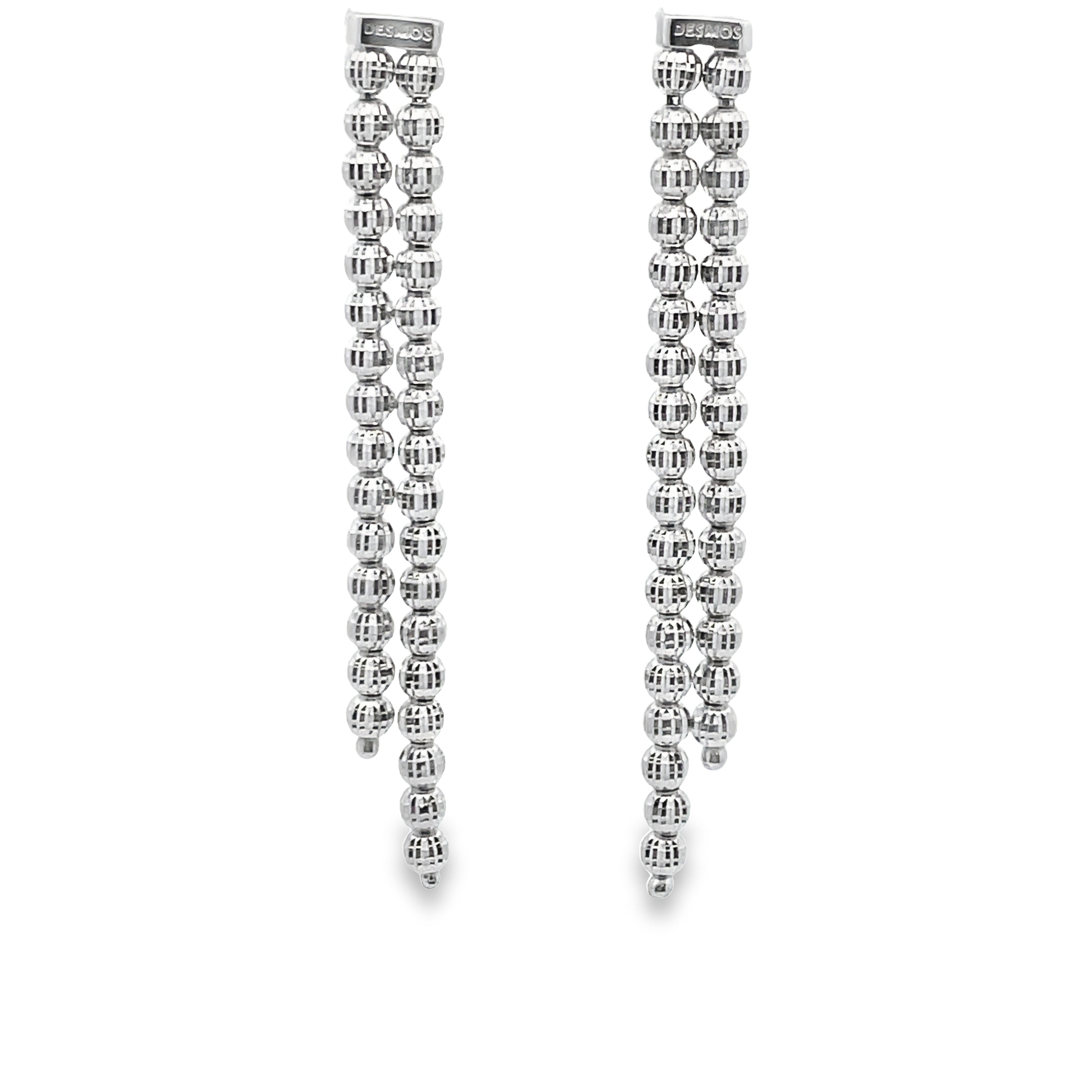DESMOS CRYSTAL DOUBLE DROP EARRINGS SILVER