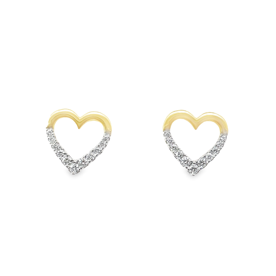 3/8CTW DIAMOND OPEN-HEART EARRINGS CONTAINING: 22 ROUND DIAMONDS; 10KY