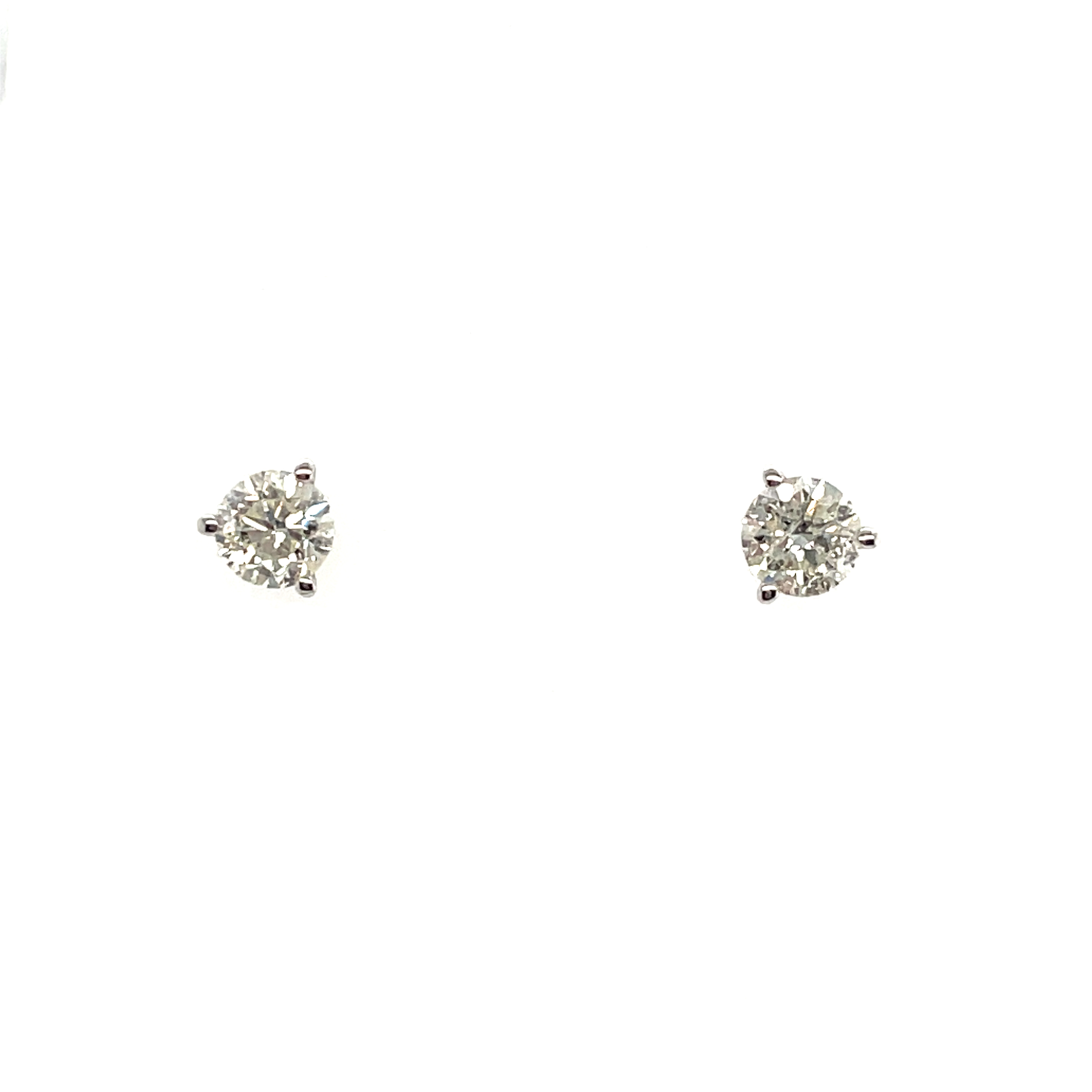 1.63CTW ROUND DIAMOND STUD EARRINGS; 14KW