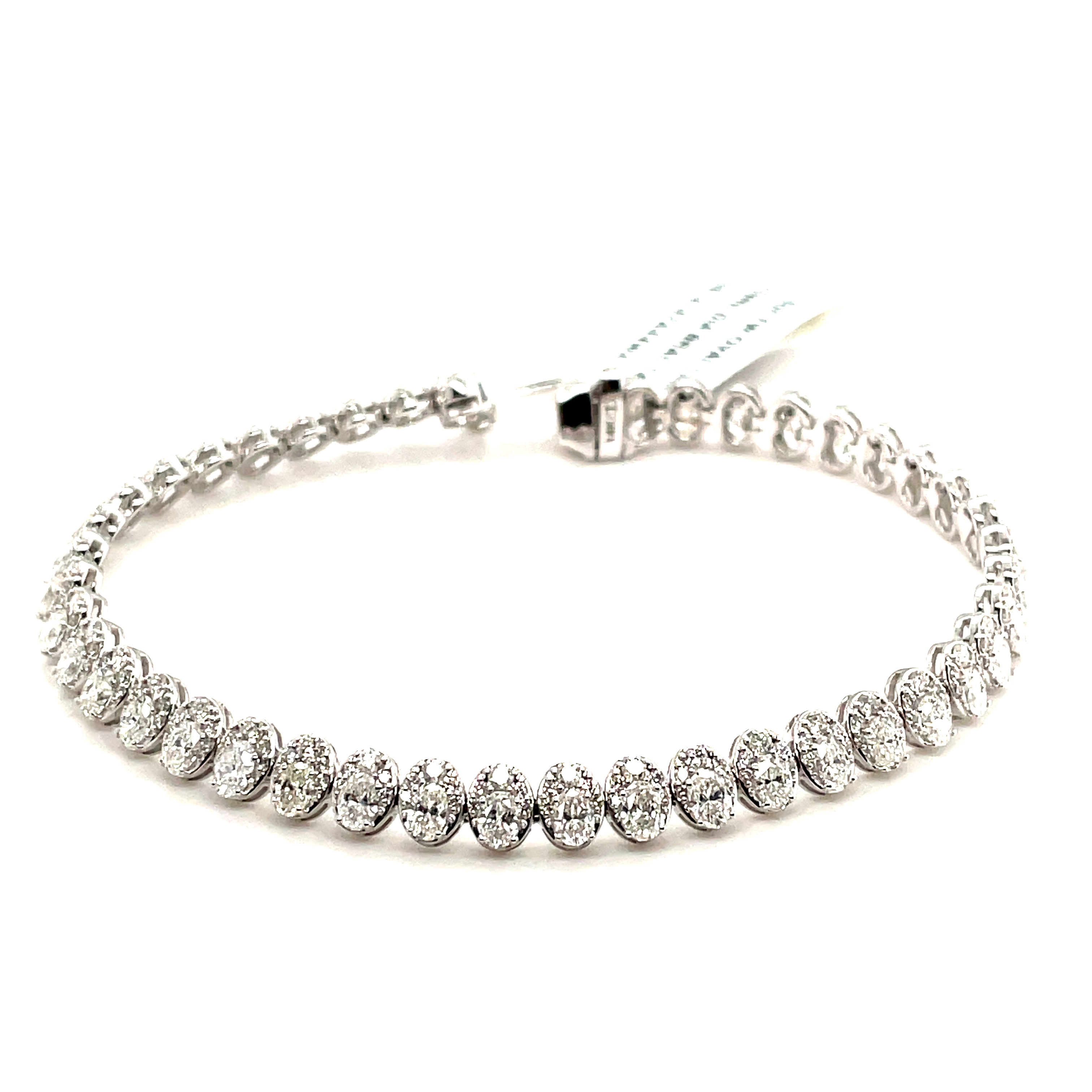 5.50CTW OVAL LINK TENNIS BRACELET 258RD DIAMONDS 14KW