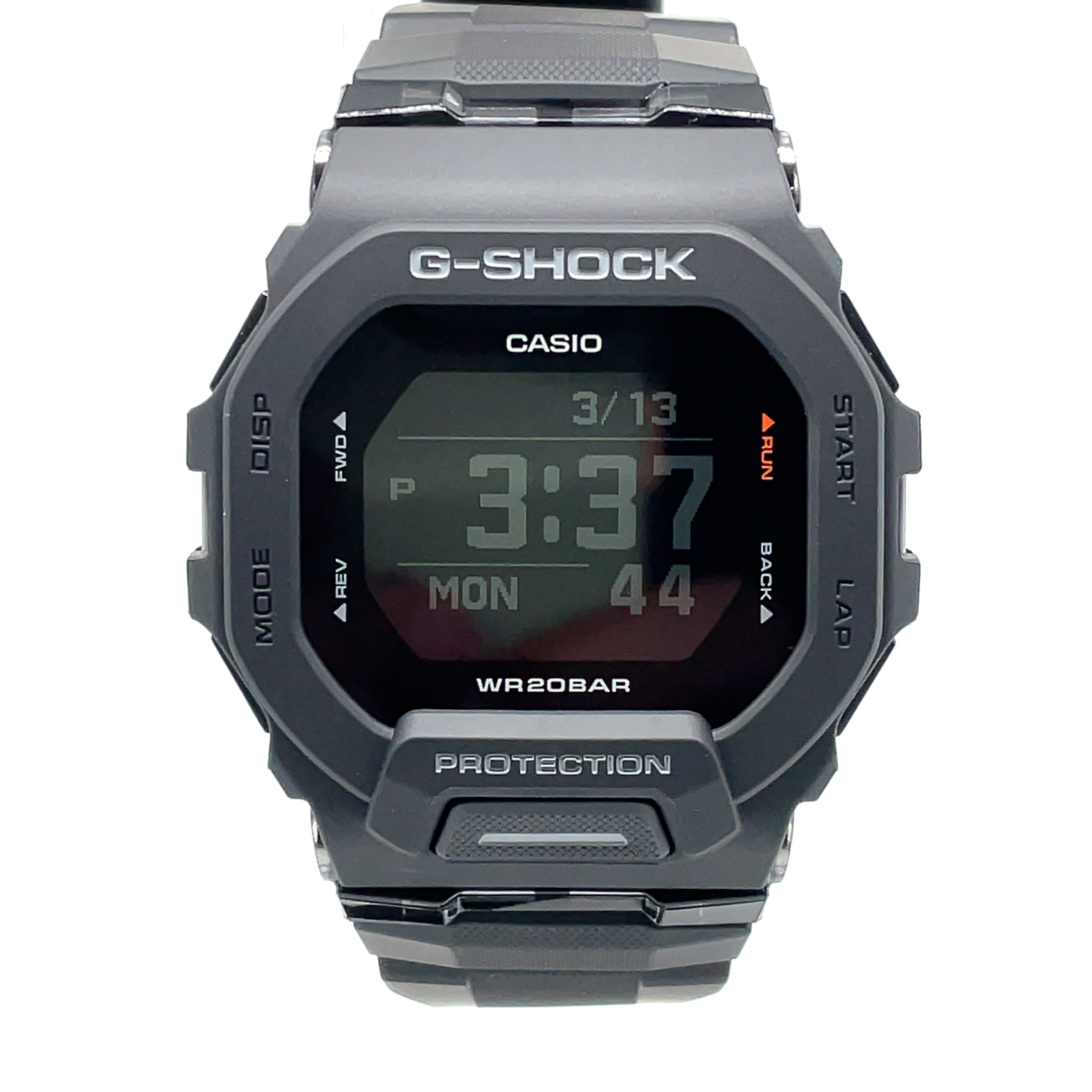 CASIO G-SHOCK DIGITAL SQUARE BLACK DIAL WATCH; BLACK RESIN STRAP