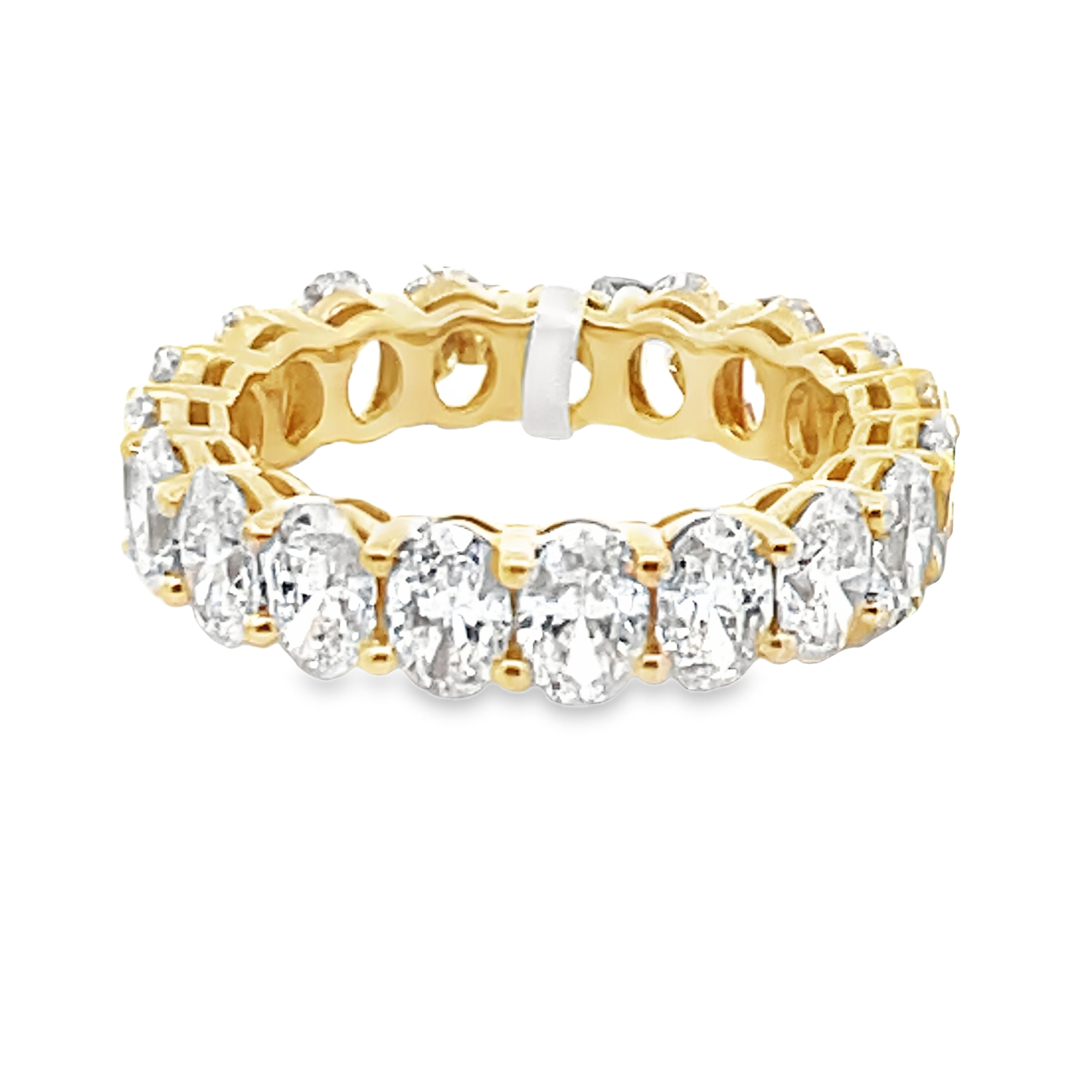 SUPER MAN MADE CREATED 4.75CTW DIAMOND ETERNITY BAND CONTAINING 19 OVAL DIAMONDS E-F VS 14KYIGI CARD CERT 38J466782406