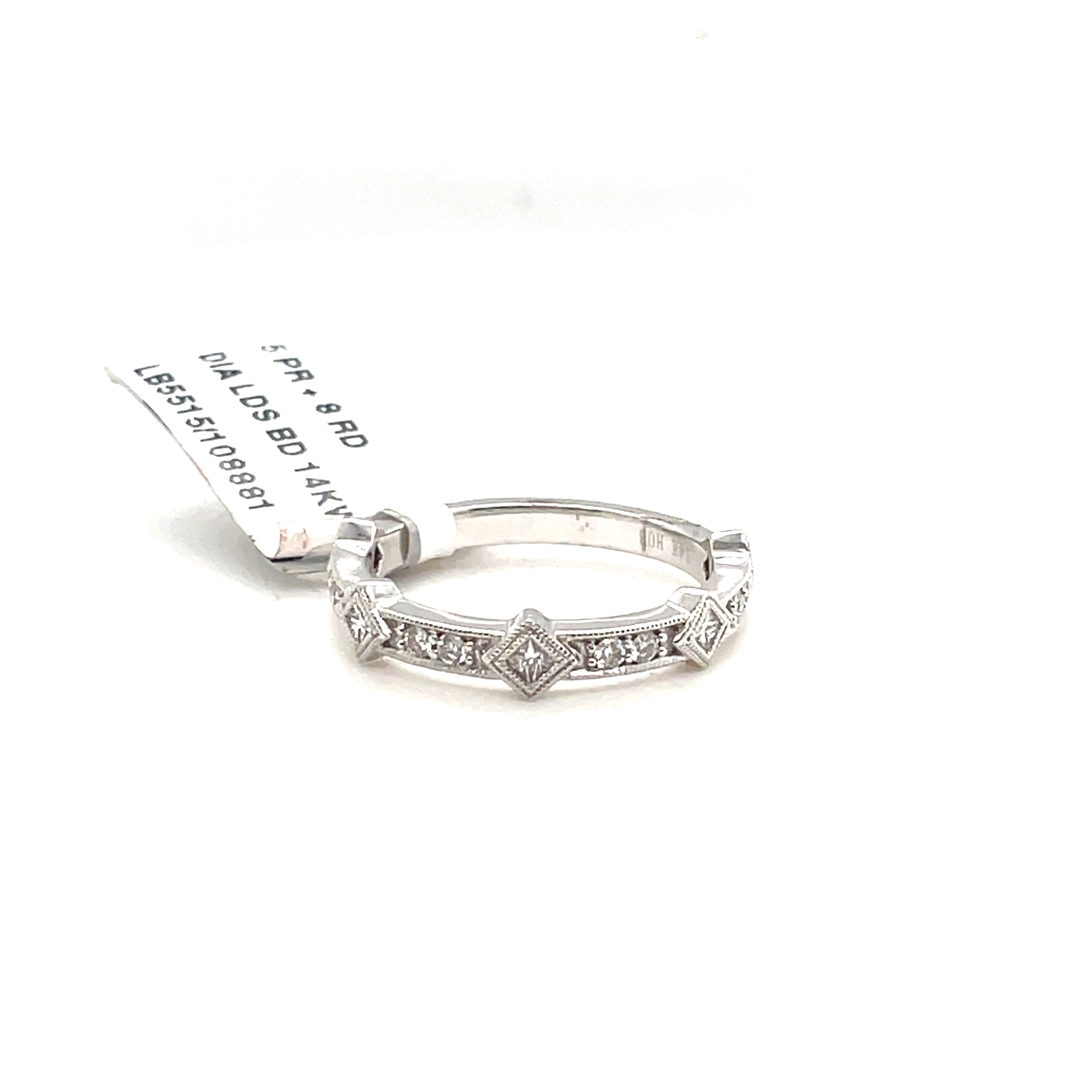 .27CTW LDS SEGMENTED DIAMOND BAND CONTAINING 5 BEZEL-SET PRINCESS DIAMONDS .15CTW  8 ROUND DIAMONDS .12CTW 14KW