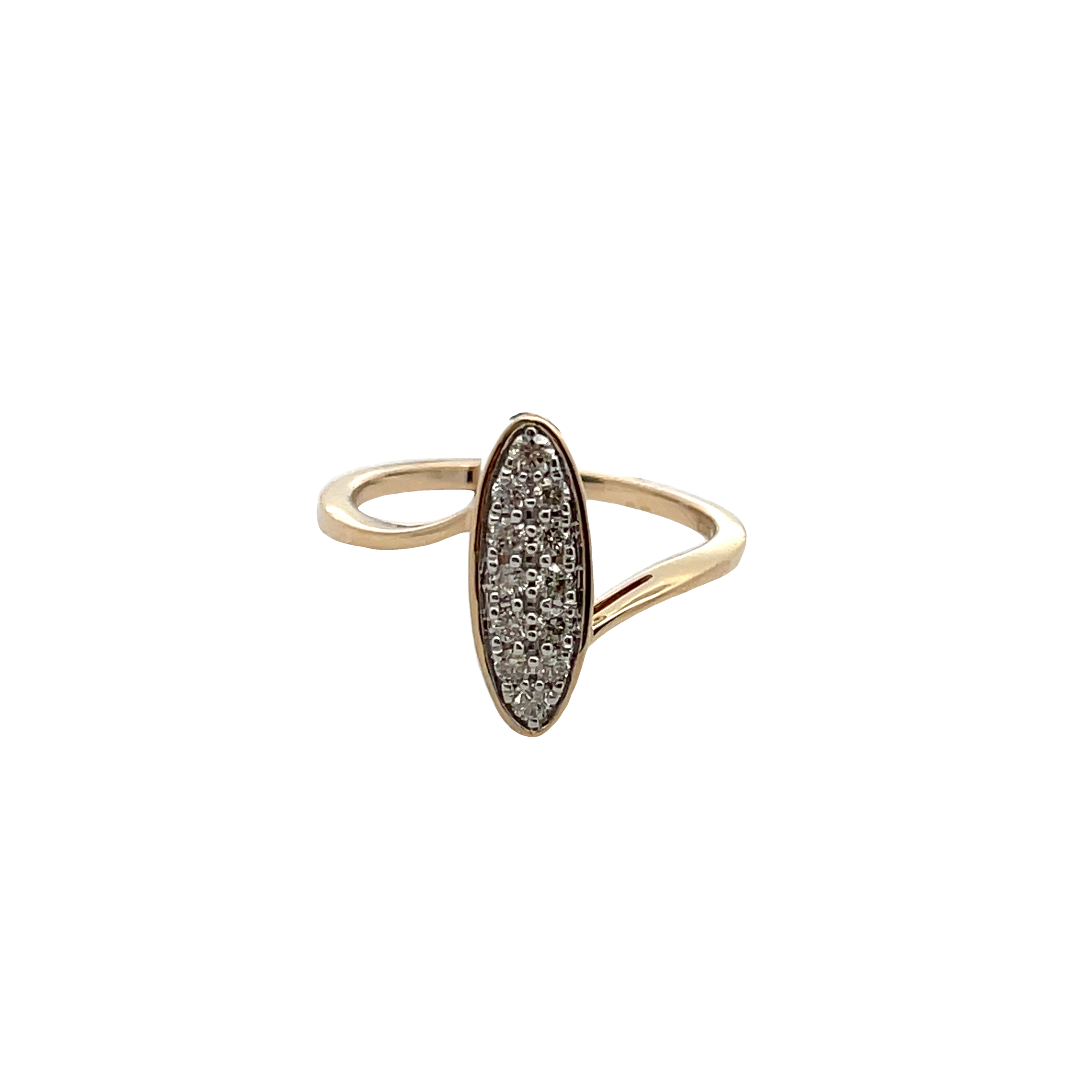14CTW DIAMOND PAVE NORTHSOUTH ELONGATED OVAL LDS RING CONTAINING 12 ROUND DIAMONDS 14KY