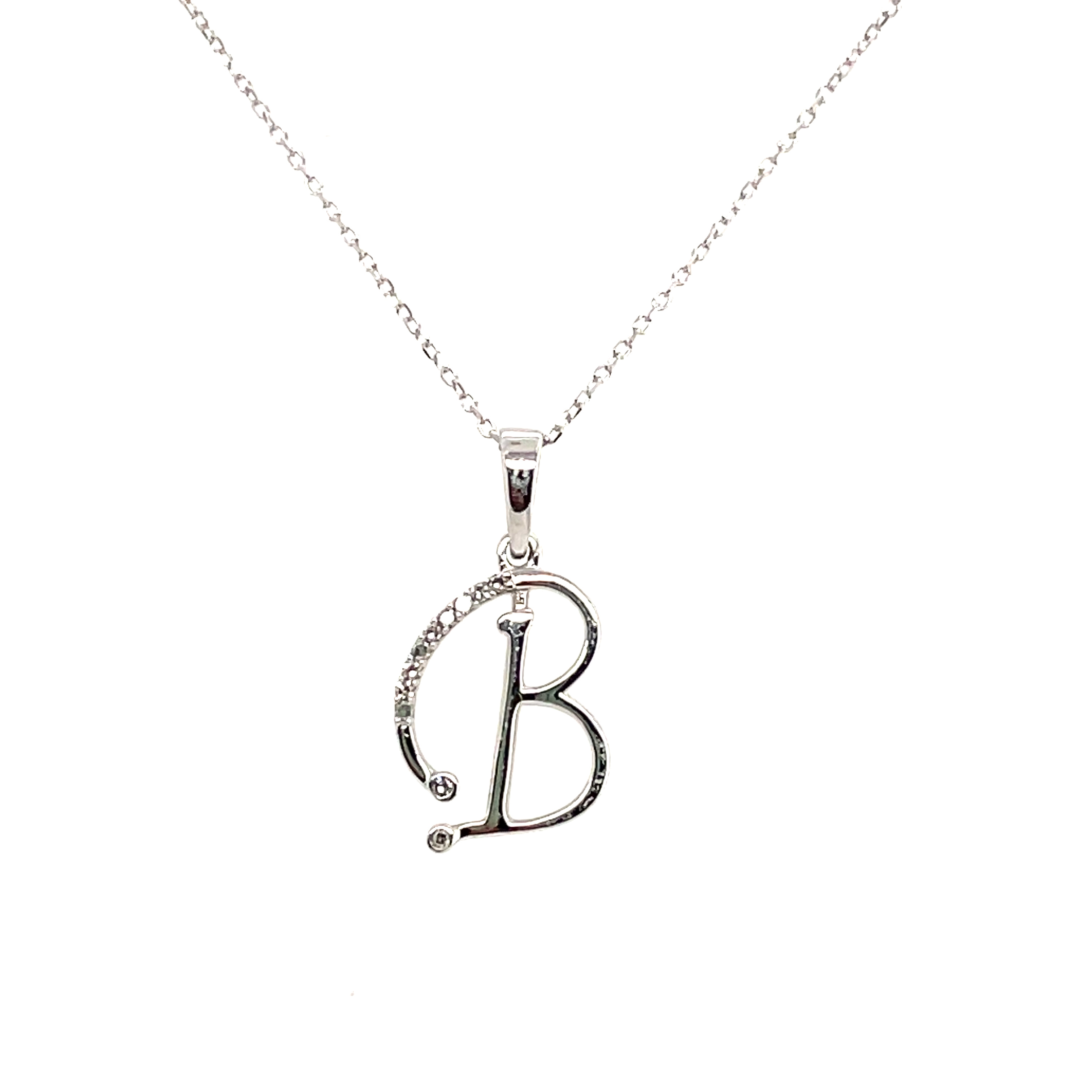 1/20CTW DIAMOND INITIAL B  PENDANT/CHAIN CONTAINING:  11 ROUND DIAMONDS 10KW CHAIN INCLUDED