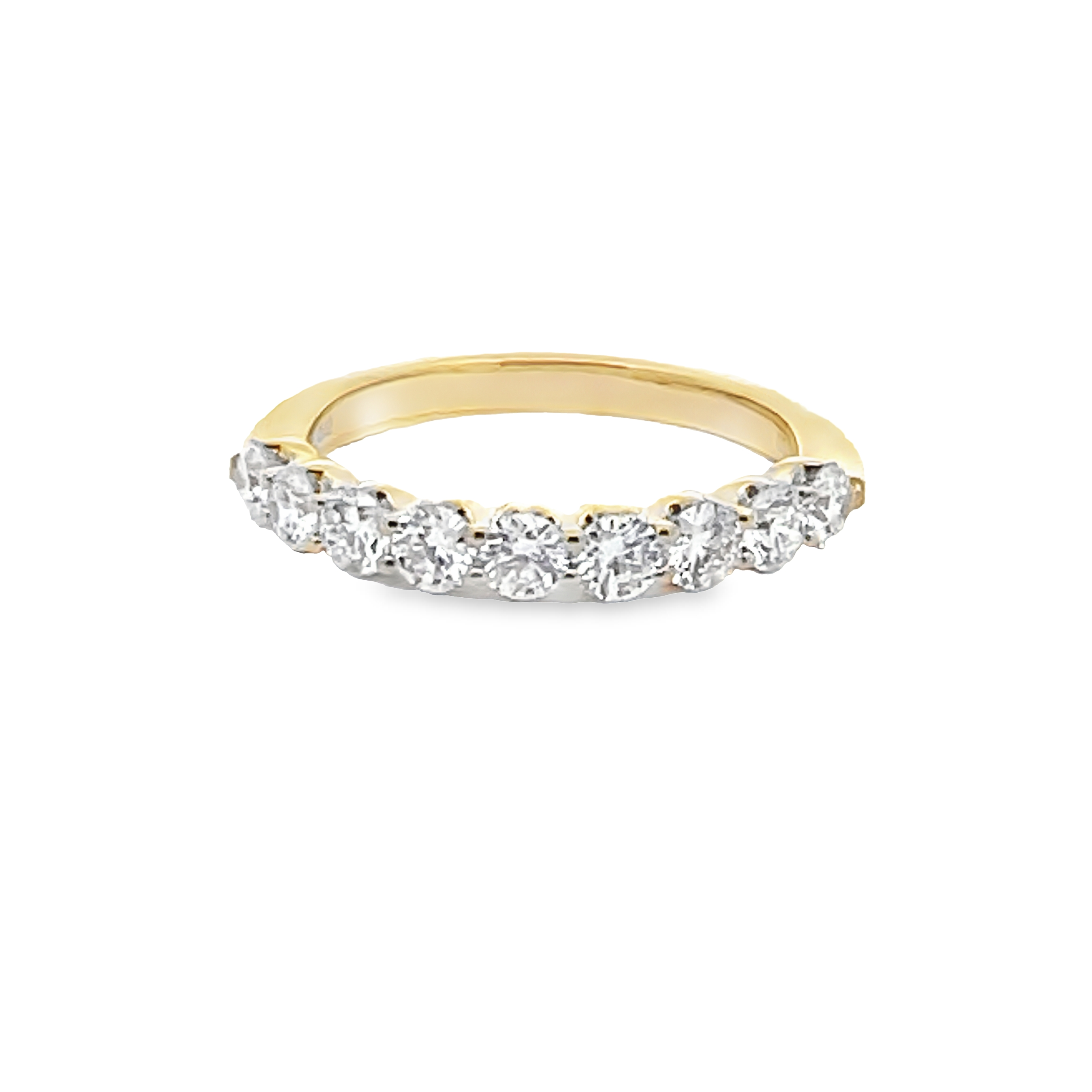 SUPER MAN MADE CREATED 1.00CTW LDS ANNIVERSARY BAND CONTAINING 9 ROUND SHARED-PRONG DIAMONDS 14KY