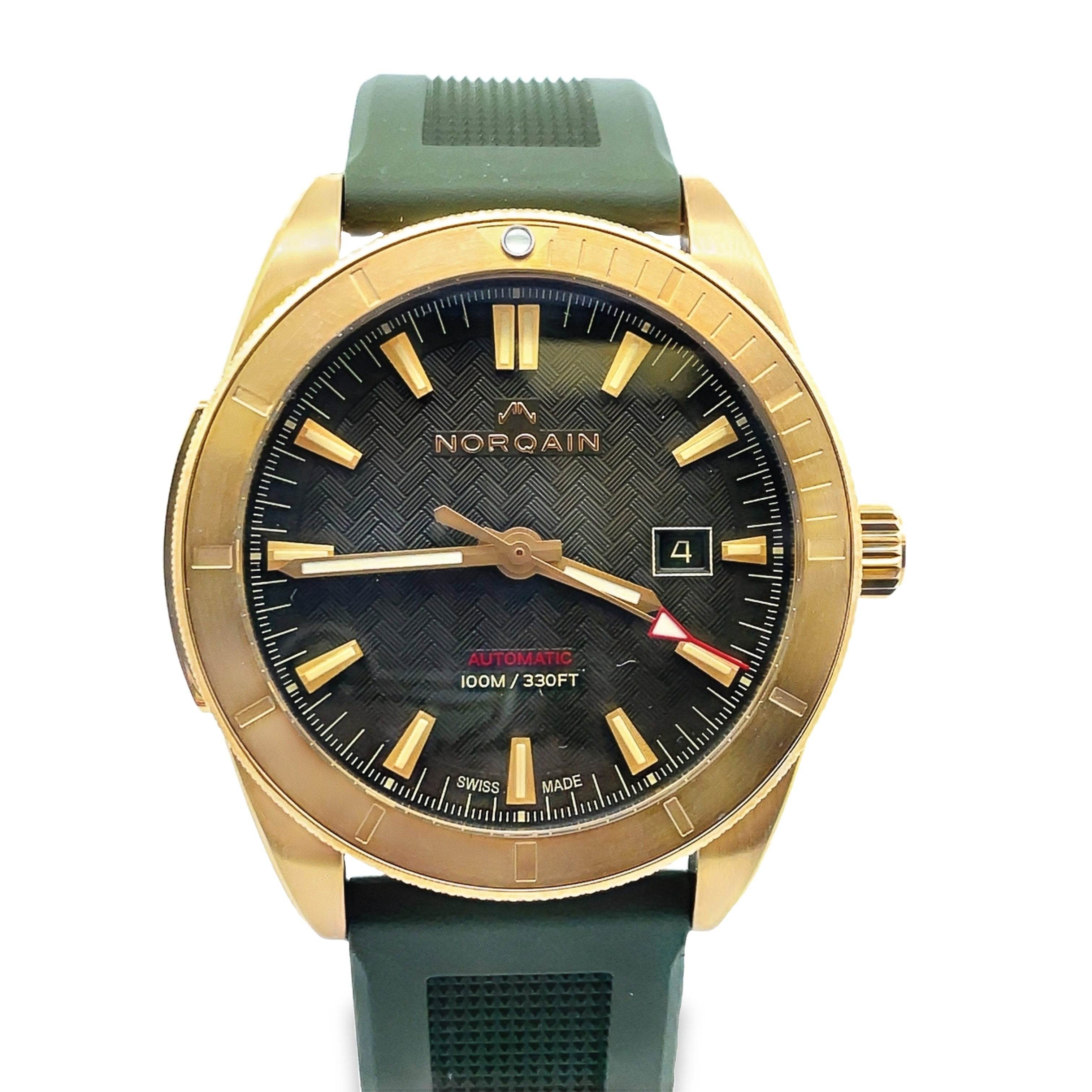 NORQAIN ADVENTURE SPORT 42MM WATCH BRONZE CASE KHAKI GREEN DIAL KHAKI GREEN RUBBER STRAPSN44878