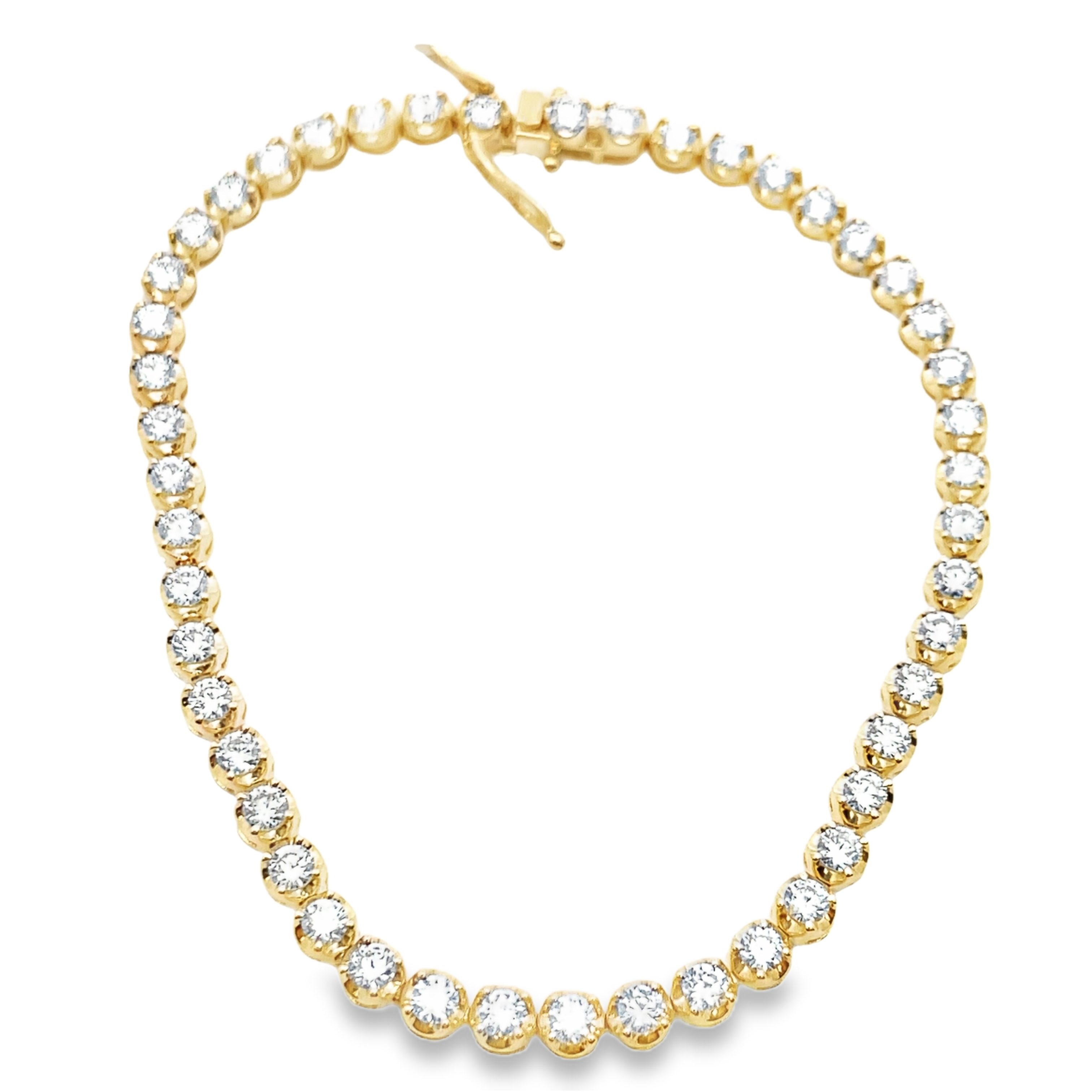 SUPER MAN MADE CREATED 3.00CTW DIAMOND TENNIS BRACELET CONTAINING 47 ROUND PRONG-SET DIAMONDS E-F VS 14KYIGI CARD CERT 39J342942406