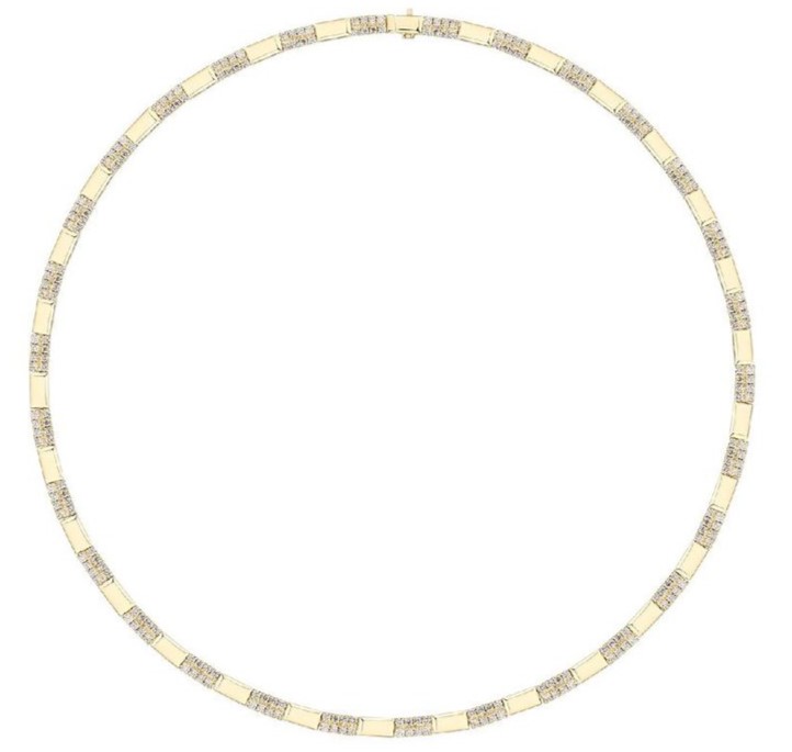 LE VIAN 4.11CTW DIAMOND RECTANGULAR LINK NECKLACE CONTAINING: 120 ROUND DIAMONDS + 120 ROUND CHOCOLATE DIAMONDS; 14KY
