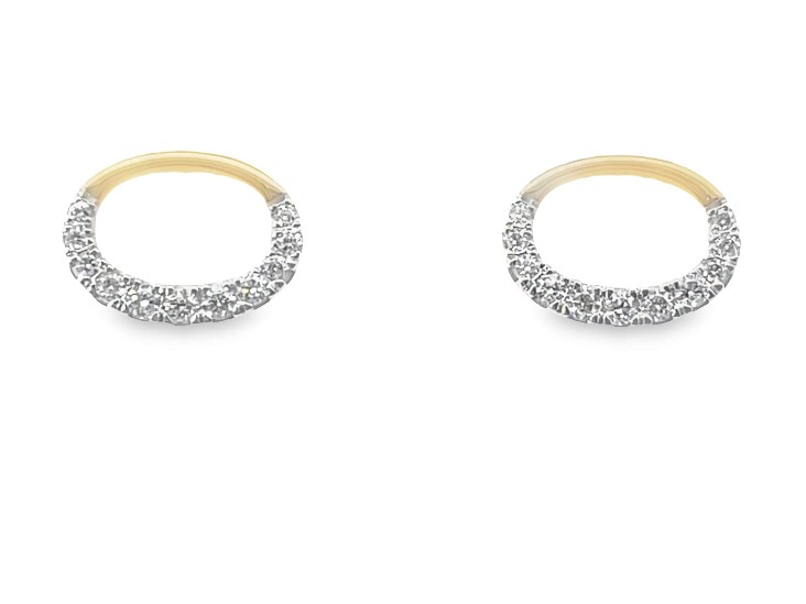 3/8CTW DIAMOND OPEN-OVAL EARRINGS CONTAINING: 22 ROUND DIAMONDS; 10KY