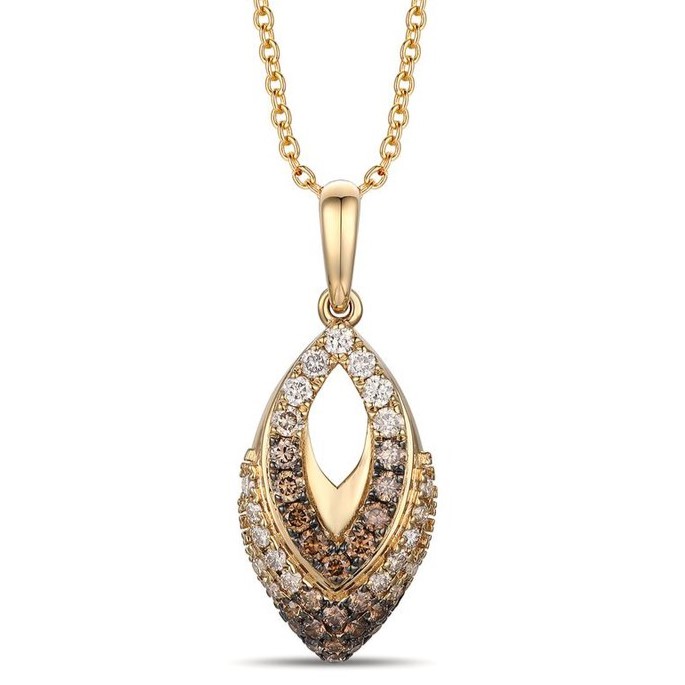 LE VIAN .55CTW CHOCOLATE OMBRE DIAMONDS MARQUISE SHAPE PENDANT/CHAIN CONTAINING 43 ROUND DIAMONDS 14KY  CHAIN INCLUDED