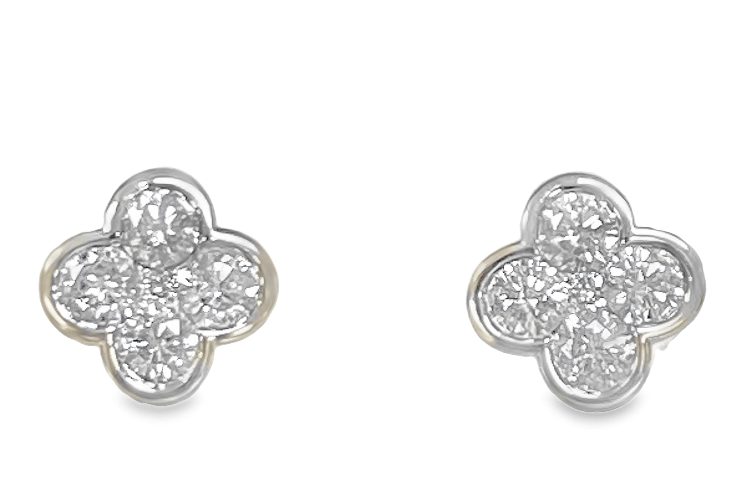 1CTW DIAMOND FLOWER CLUSTER STUD EARRINGS CONTAINING: 10 ROUND DIAMONDS; 10KW
