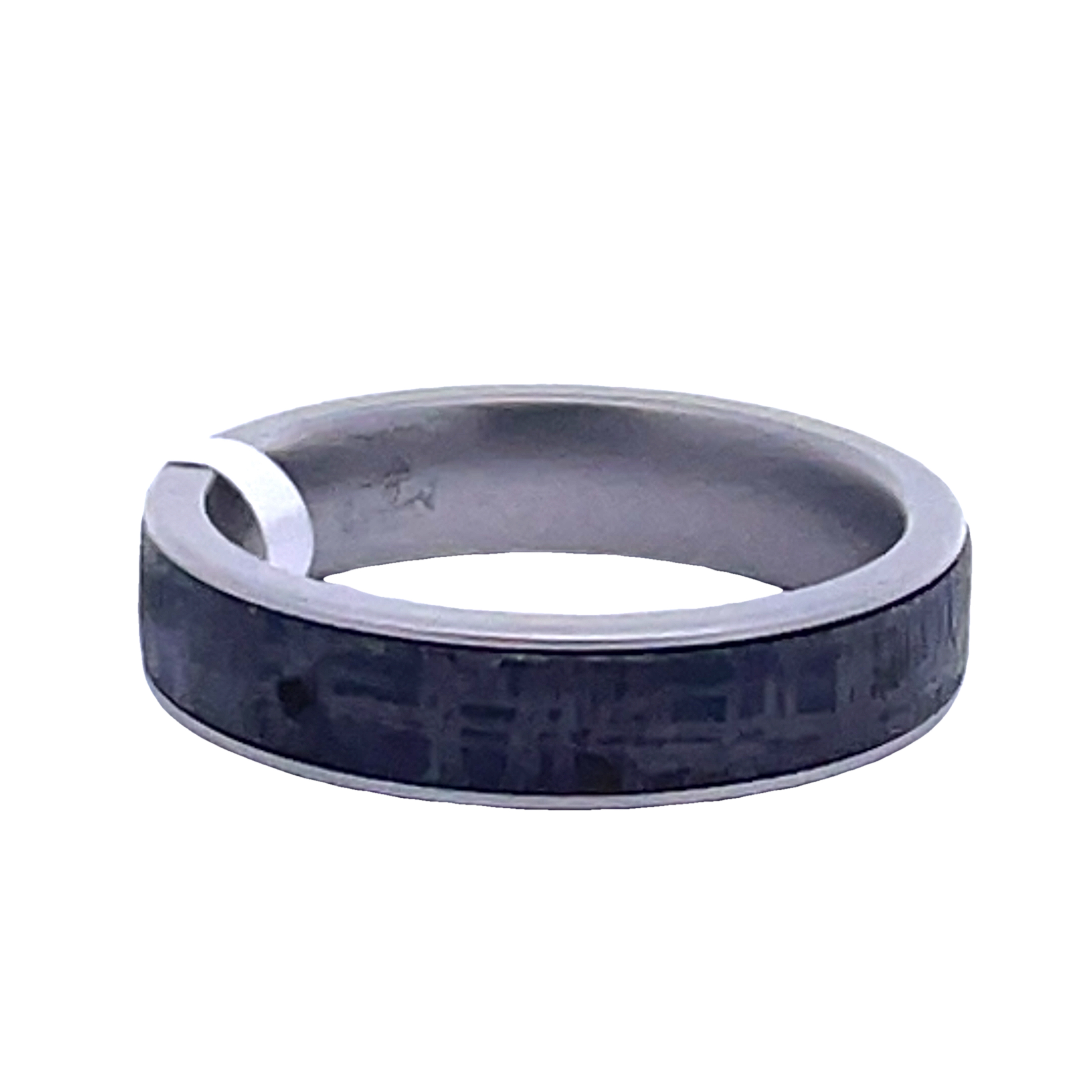 5MM COBALT FLAT MATTE BAND WITH 4MM GIBEON METEORITE INLAY; SIZE 10
