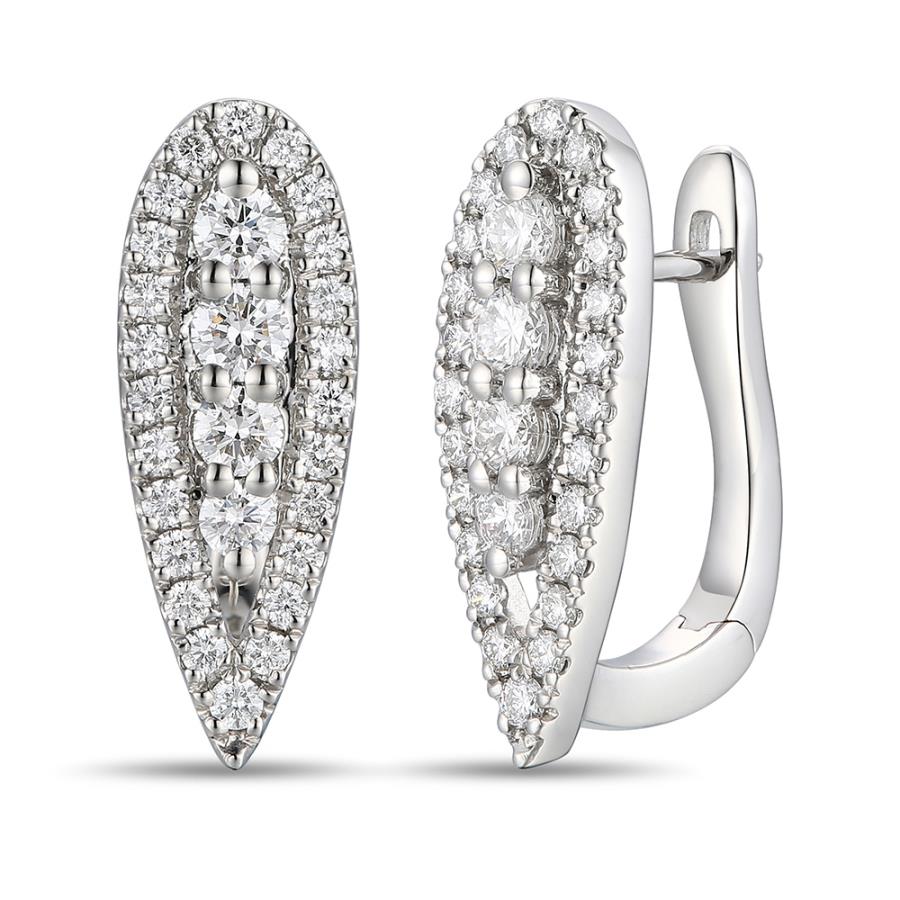 LE VIAN .74CTW DIAMOND INVERTED DROP LEVER-BACK EARRINGS CONTAINING: 56 ROUND PRONG-SET DIAMONDS; G-H; VS2-SI1; PLATINUM