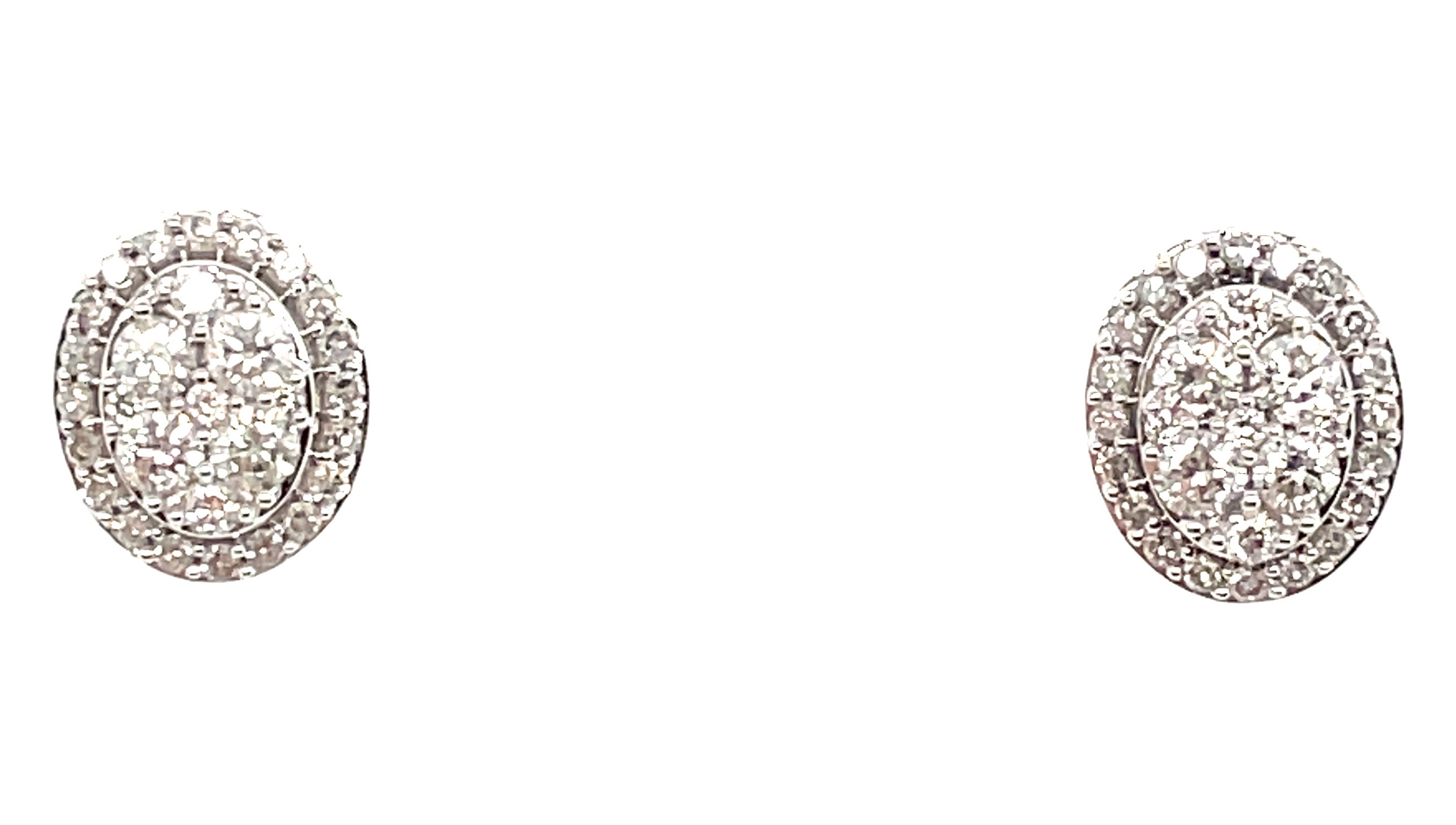 1/2CTW DIAMOND OVAL CLUSTER/HALO STUD EARRINGS CONTAINING: 58 ROUND DIAMONDS; 14KW